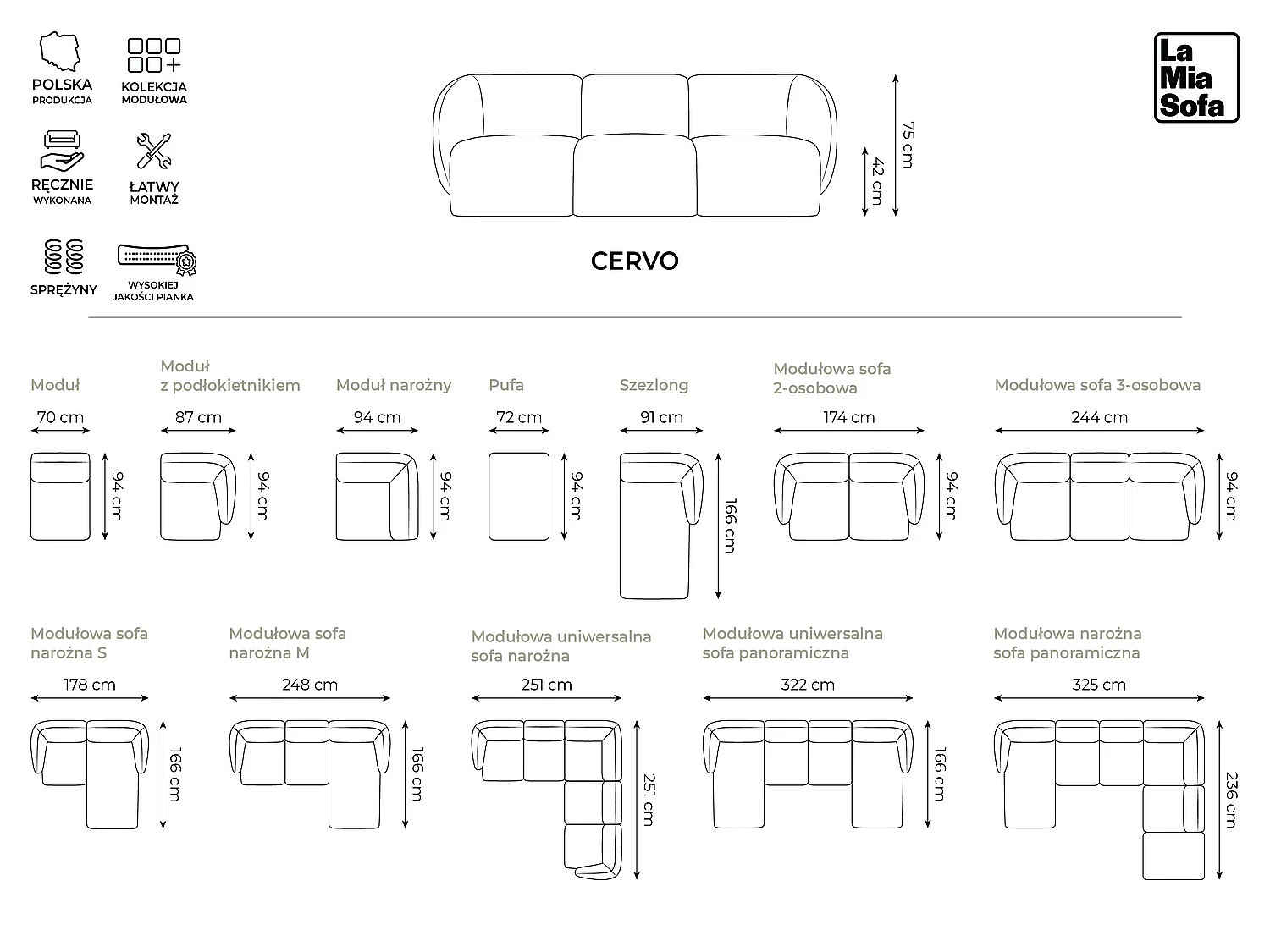 Modulaire hoekbank links van lichtblauw velours - CERVO