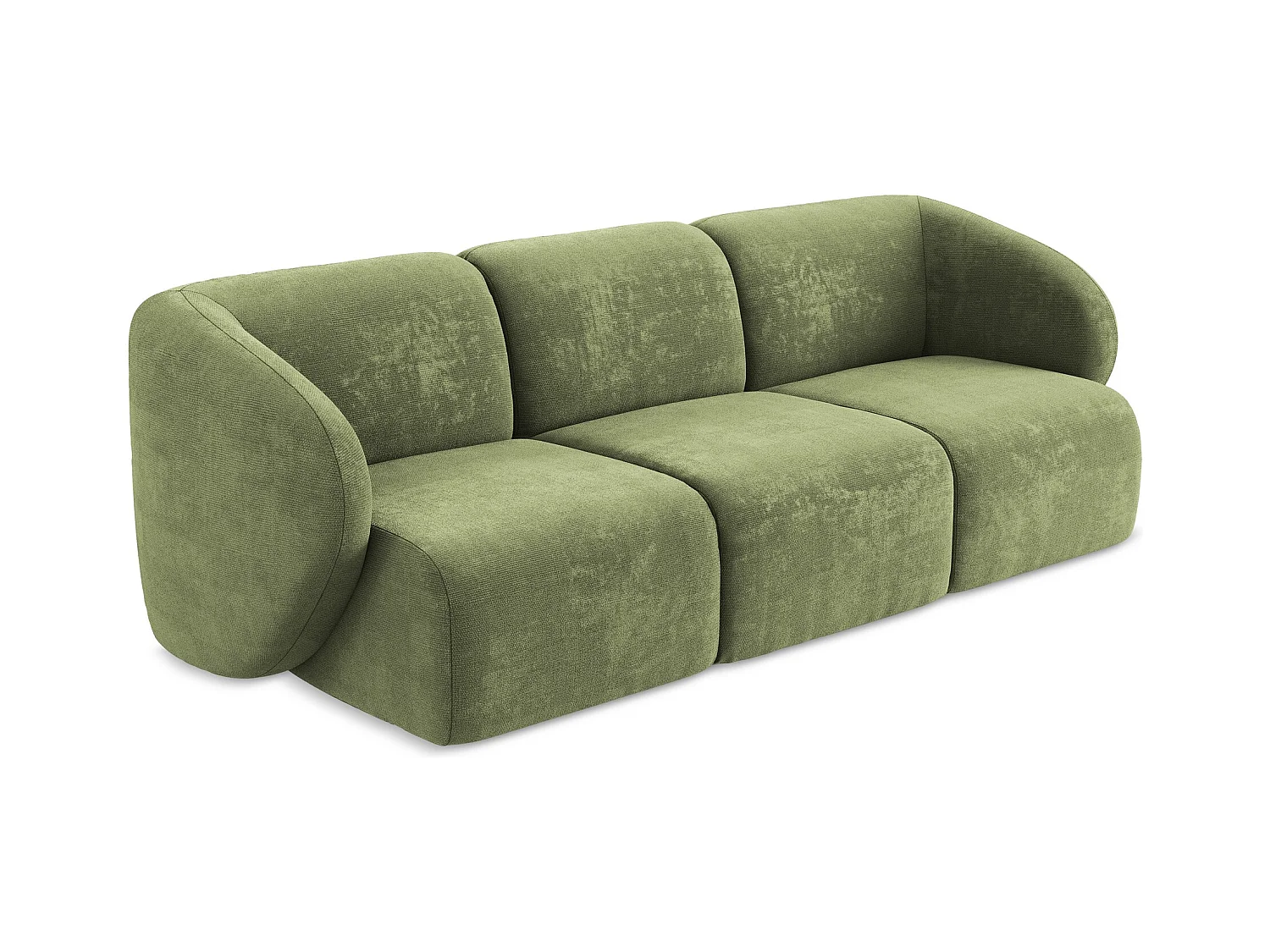 Driezits modulaire bank van groente chenille stof - LANI