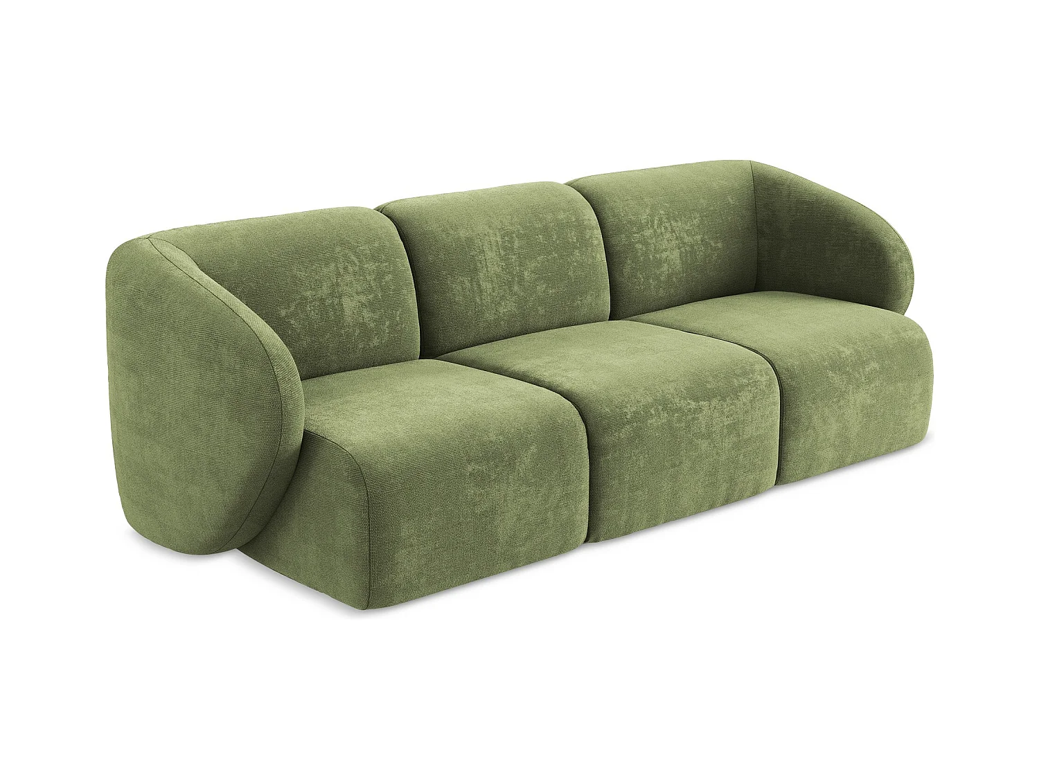 Canapé modulable 3 places en tissu chenille - vert - LANI