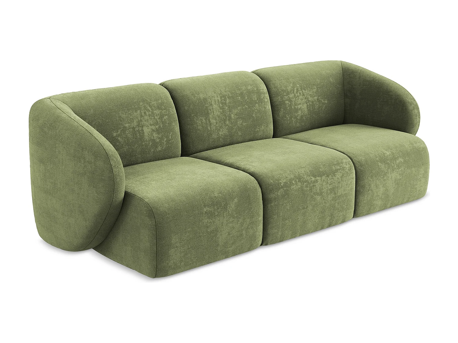 Canapé modulable 3 places en tissu chenille - vert - LANI