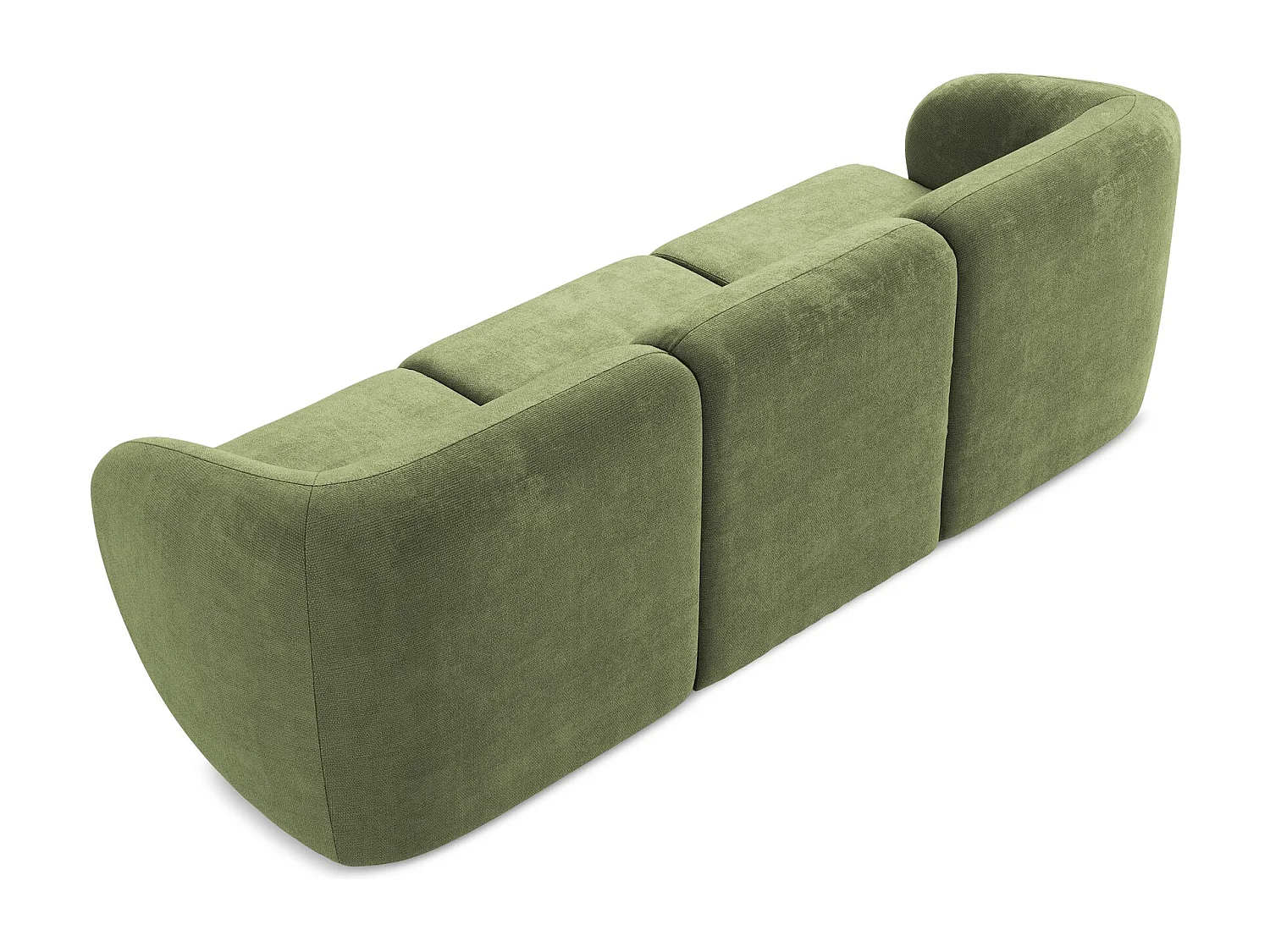 Canapé modulable 3 places en tissu chenille - vert - LANI