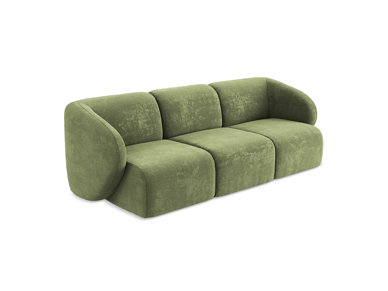 Modulares 3-Sitzer Sofa - - Chenille - Grün - CERVO