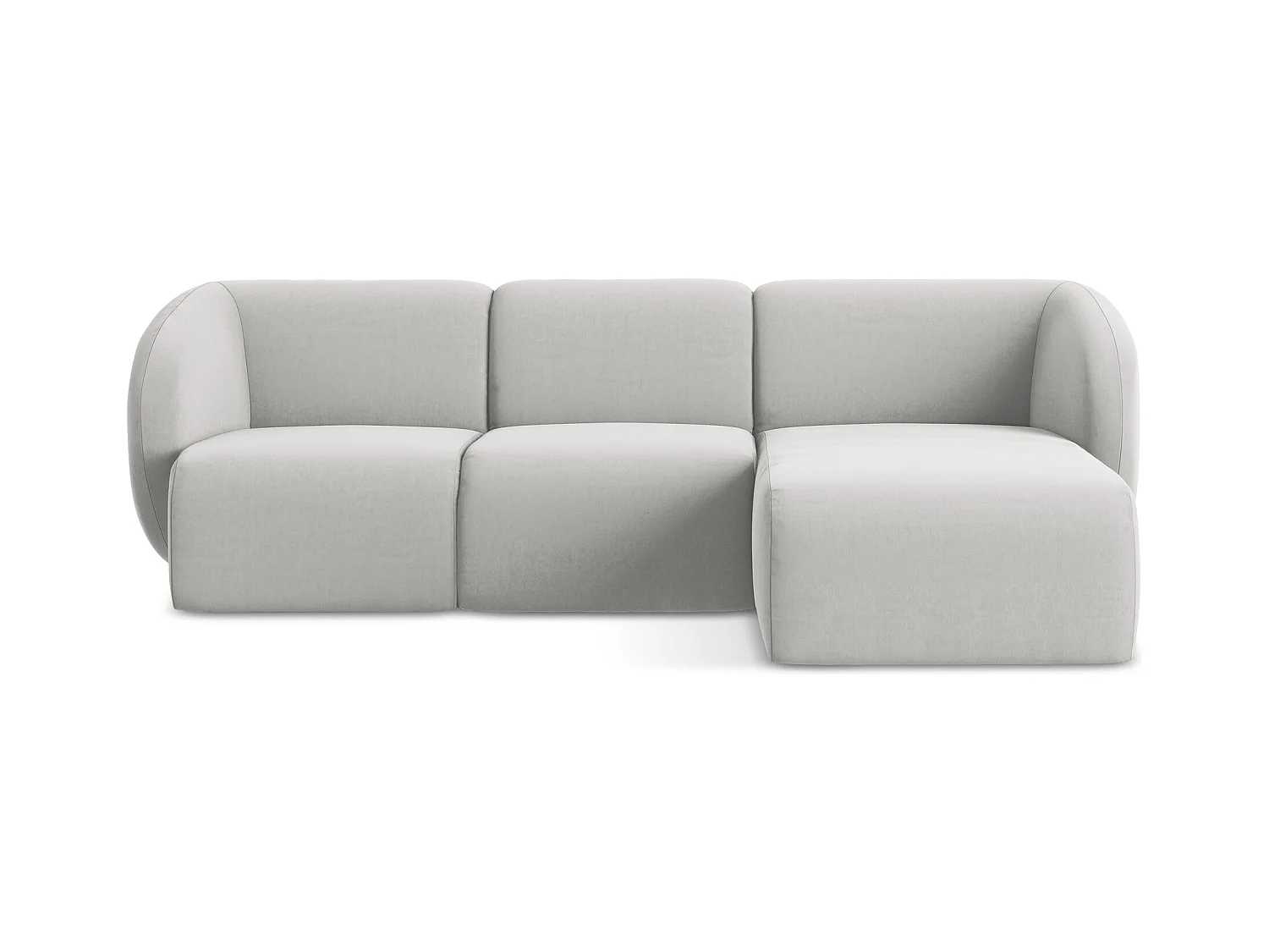 Modulaire hoekbank rechts van zilver velours - LANI