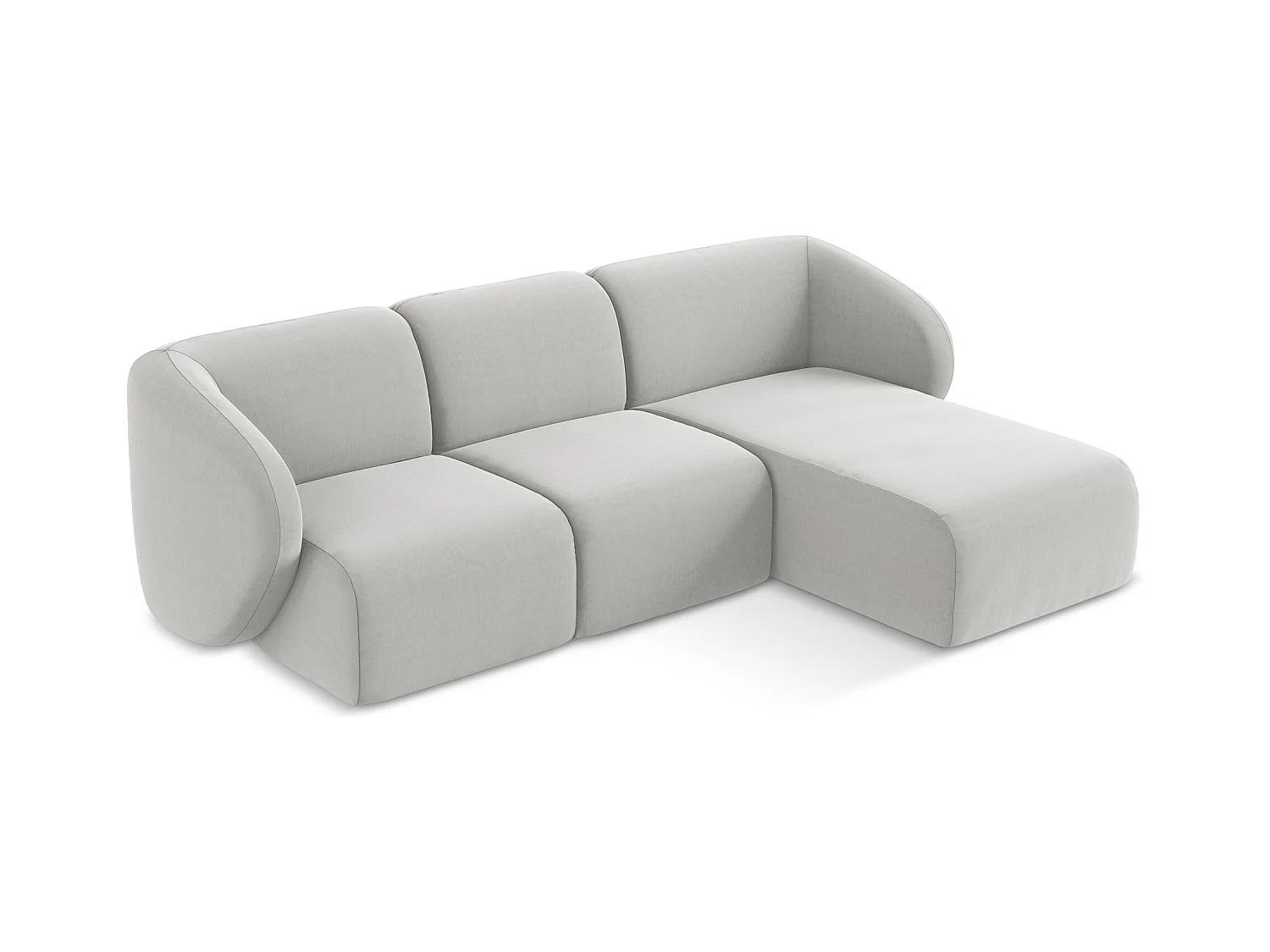 Modulaire hoekbank rechts van zilver velours - LANI