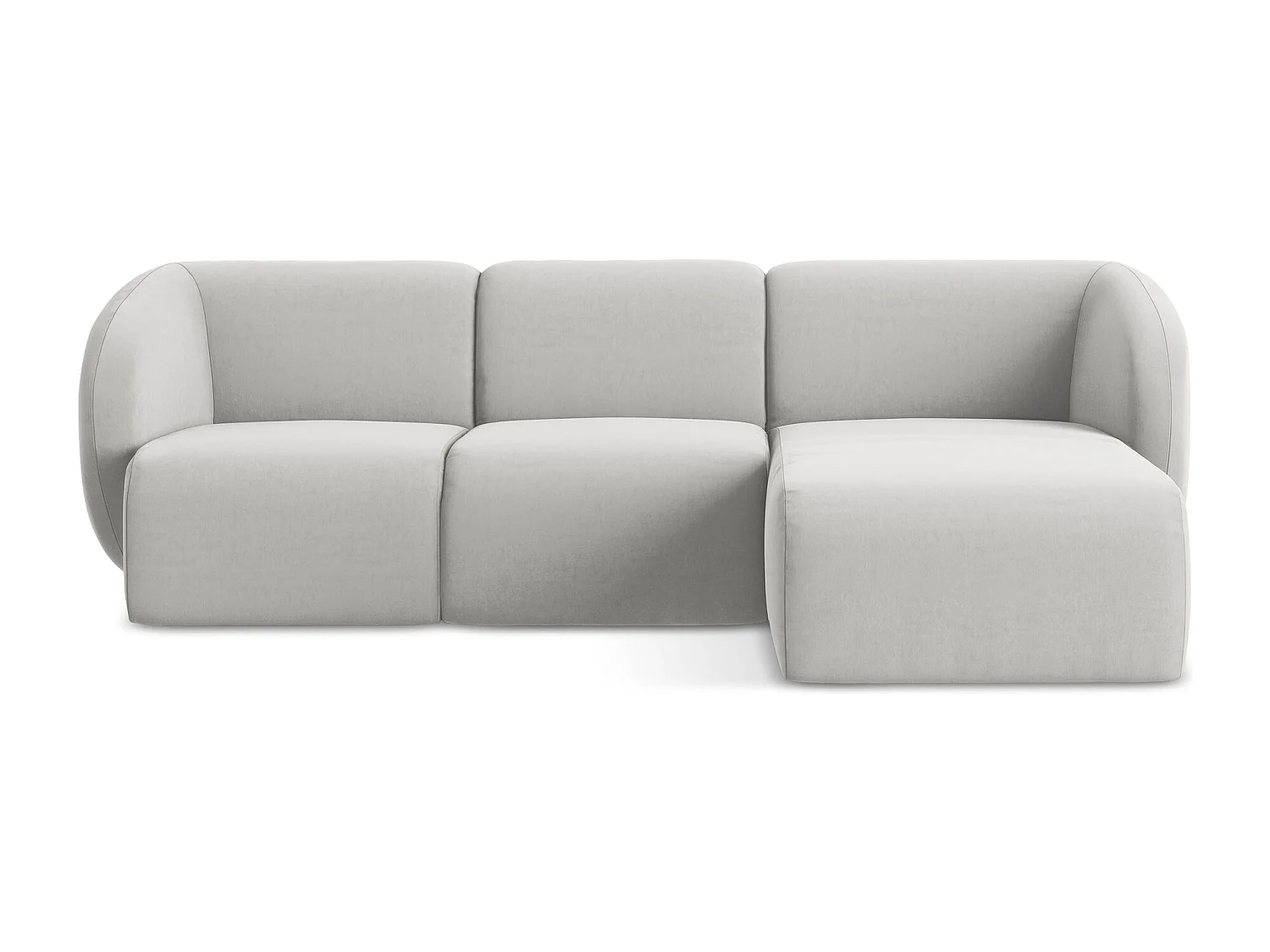 Canapé d'angle 3 places modulaire droit en velours - argent - LANI