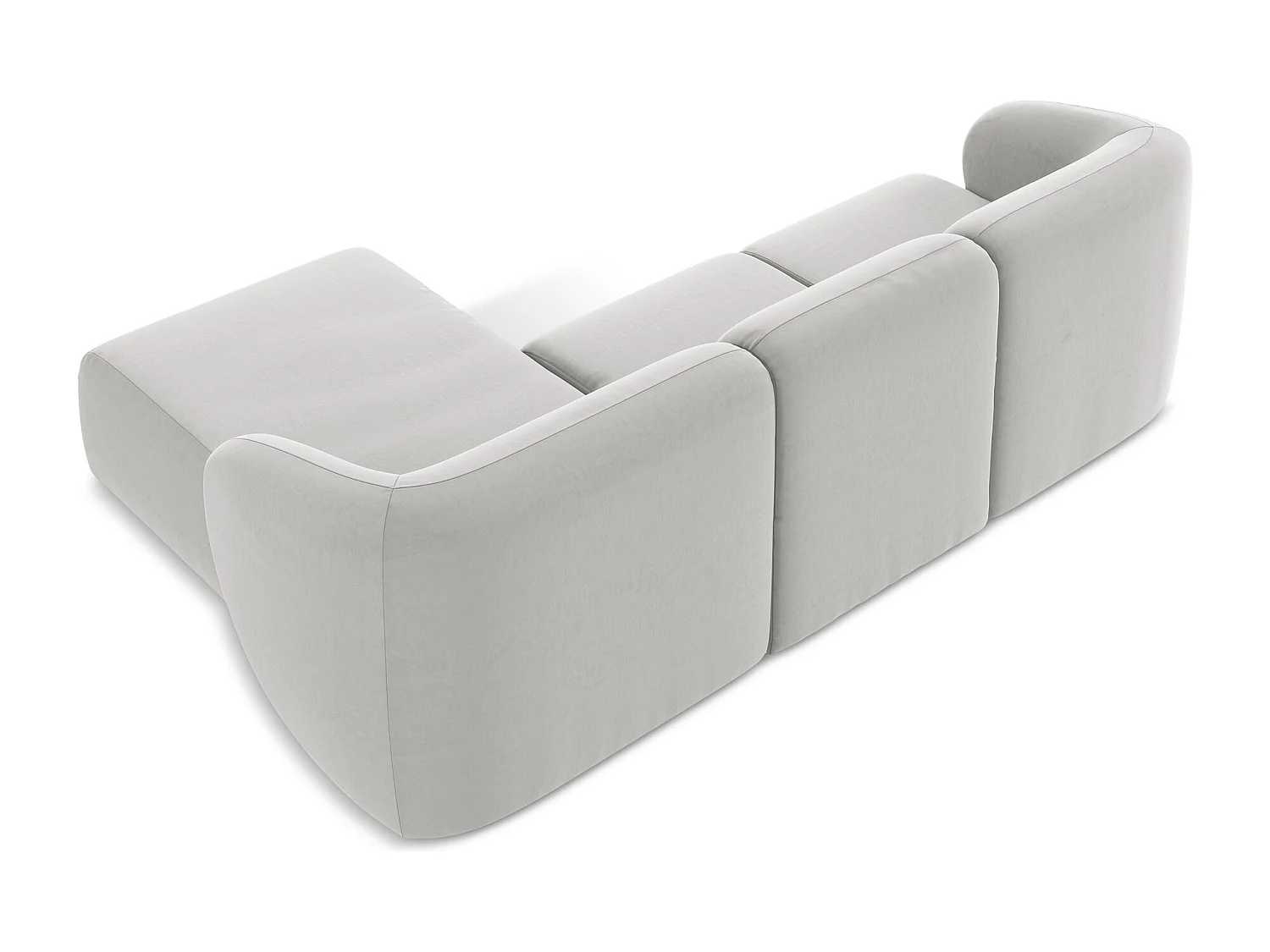 Canapé d'angle 3 places modulaire droit en velours - argent - LANI