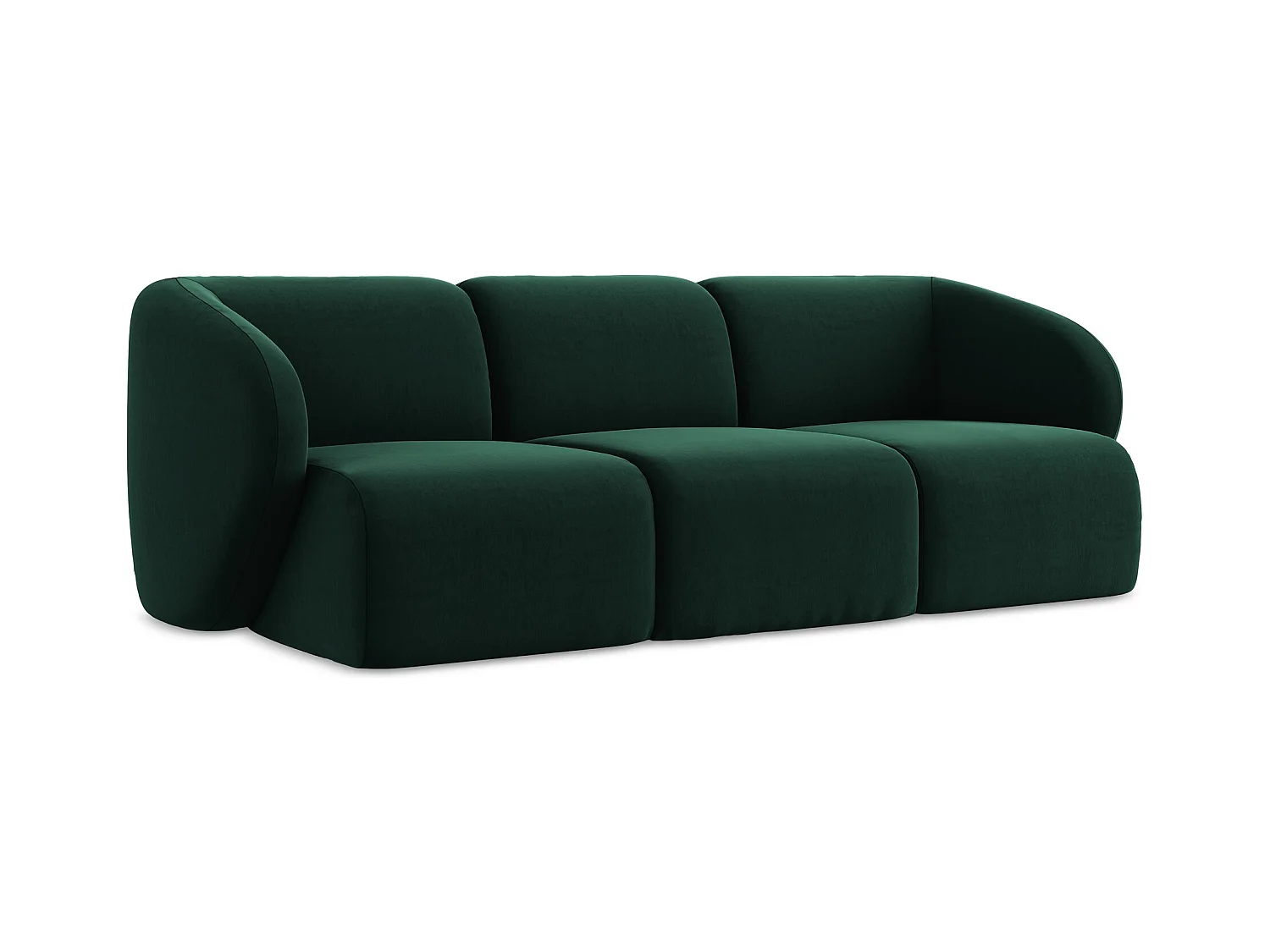 Modulares 3-Sitzer Sofa - - Samt - Flaschengrün - LANI