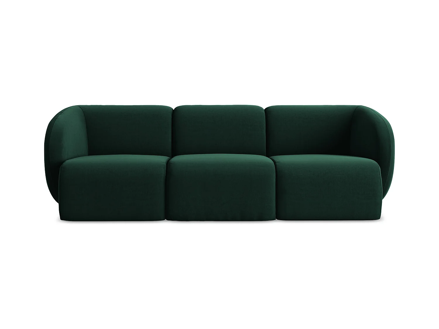 Modulares 3-Sitzer Sofa - - Samt - Flaschengrün - LANI
