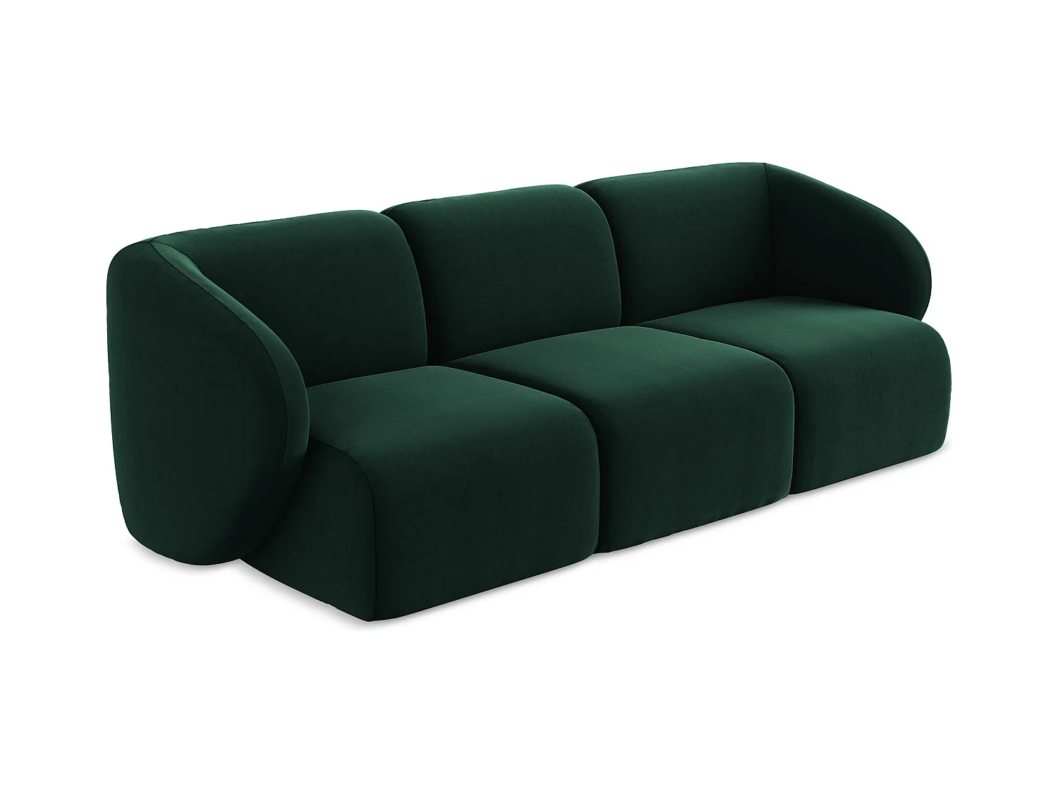 Modulares 3-Sitzer Sofa - - Samt - Flaschengrün - LANI