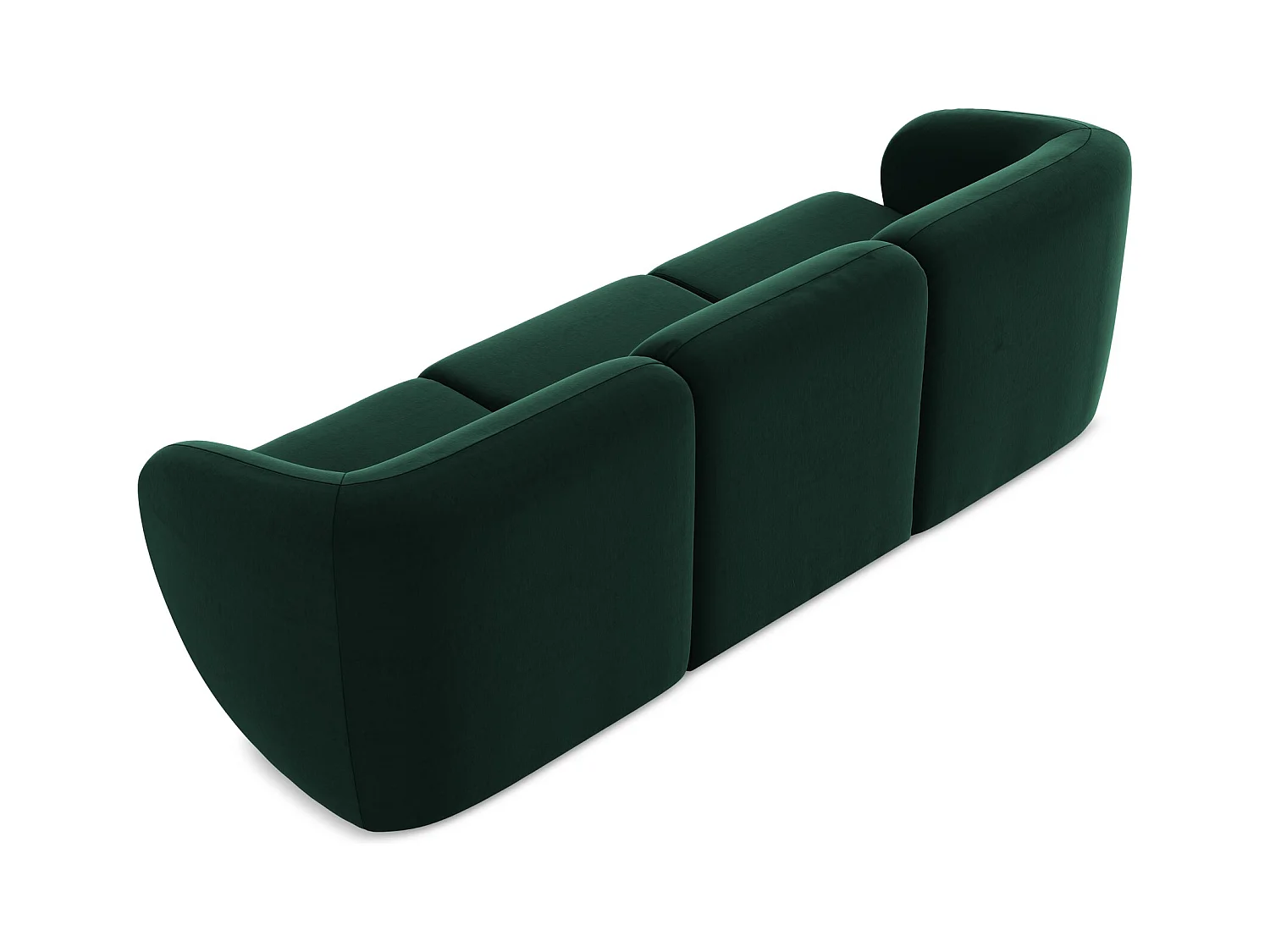 Modulares 3-Sitzer Sofa - - Samt - Flaschengrün - LANI