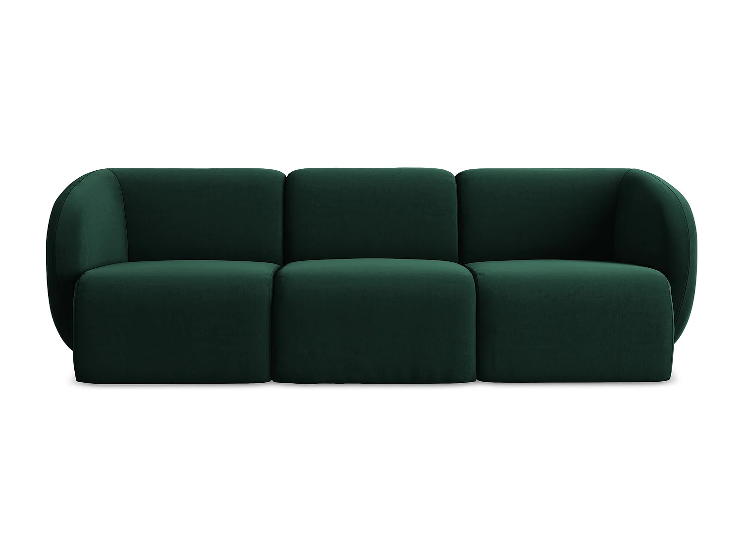 Driezits modulaire bank van flessengroen velours - LANI