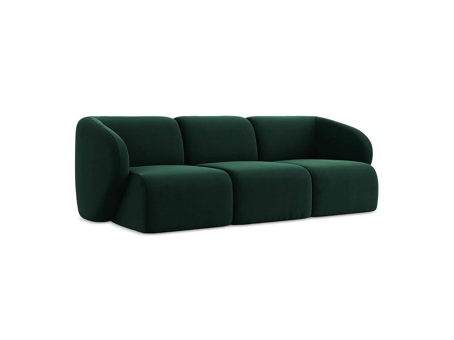 Modulares 3-Sitzer Sofa - - Samt - Flaschengrün - CERVO