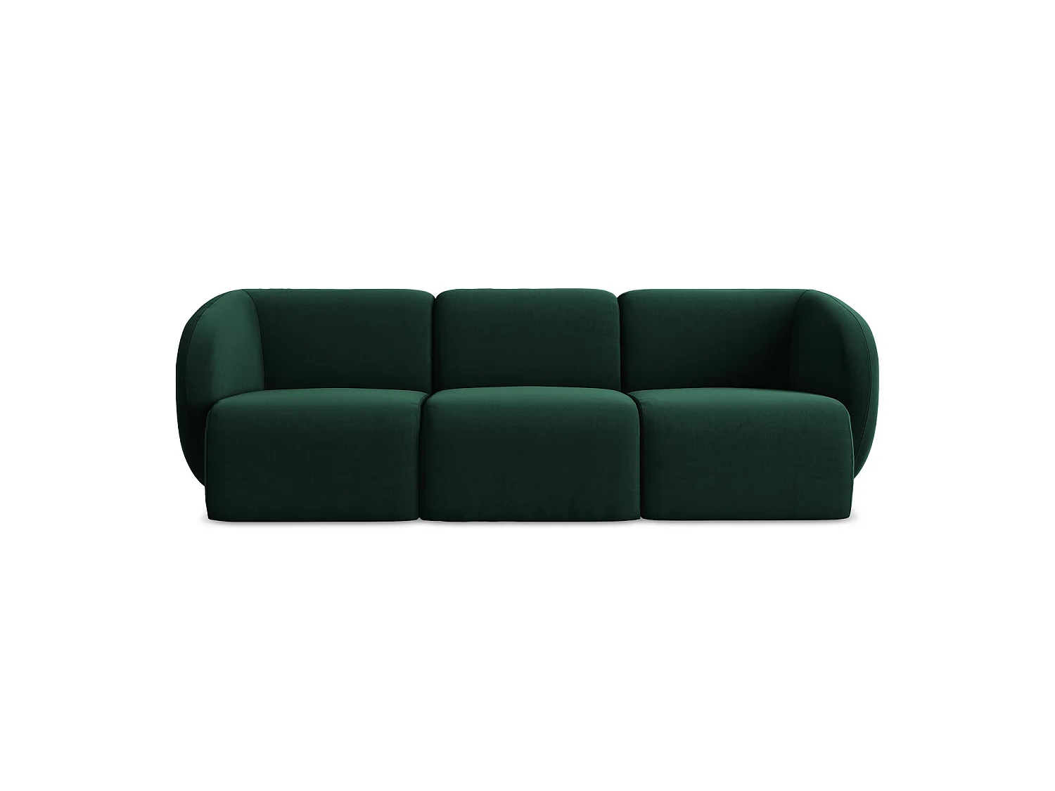 Modulares 3-Sitzer Sofa - - Samt - Flaschengrün - CERVO
