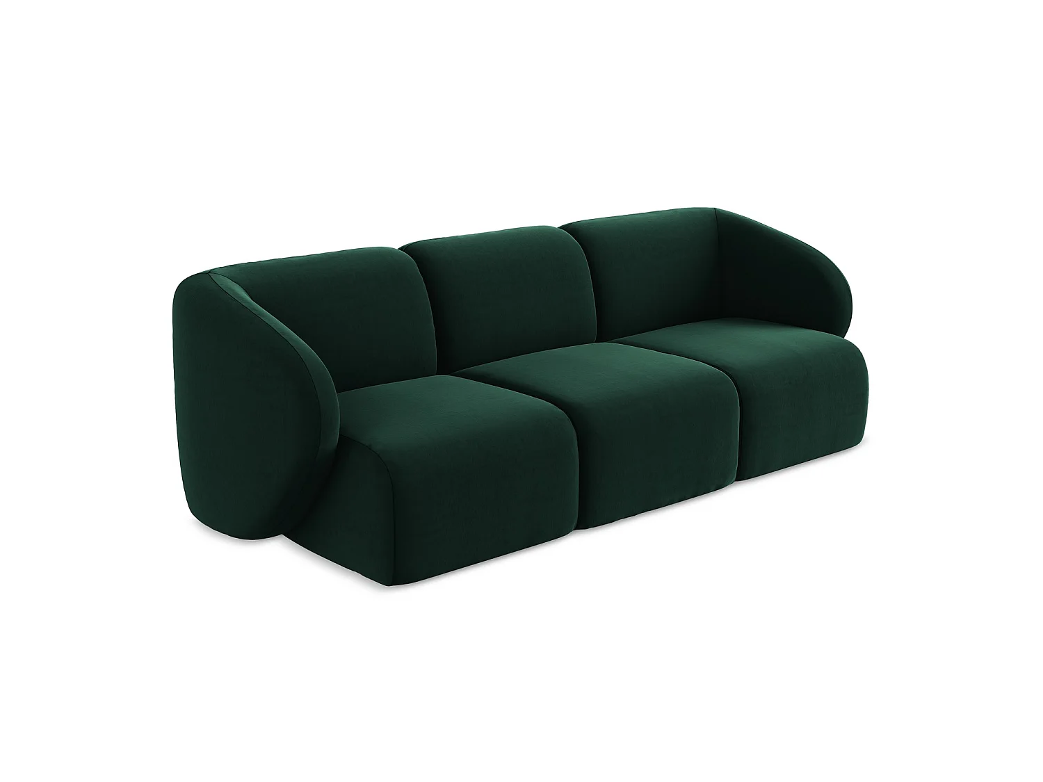 Modulares 3-Sitzer Sofa - - Samt - Flaschengrün - CERVO