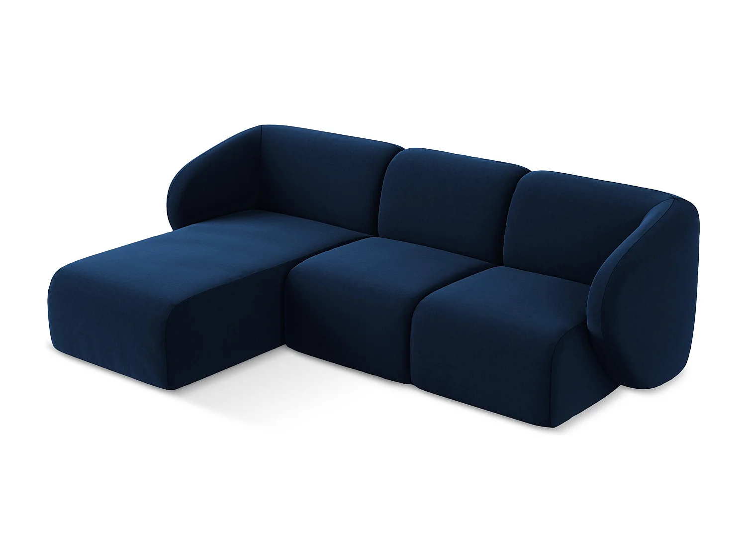 Narożnik lewostronny - z tkaniny welwetowej - królewski niebieski - LANI