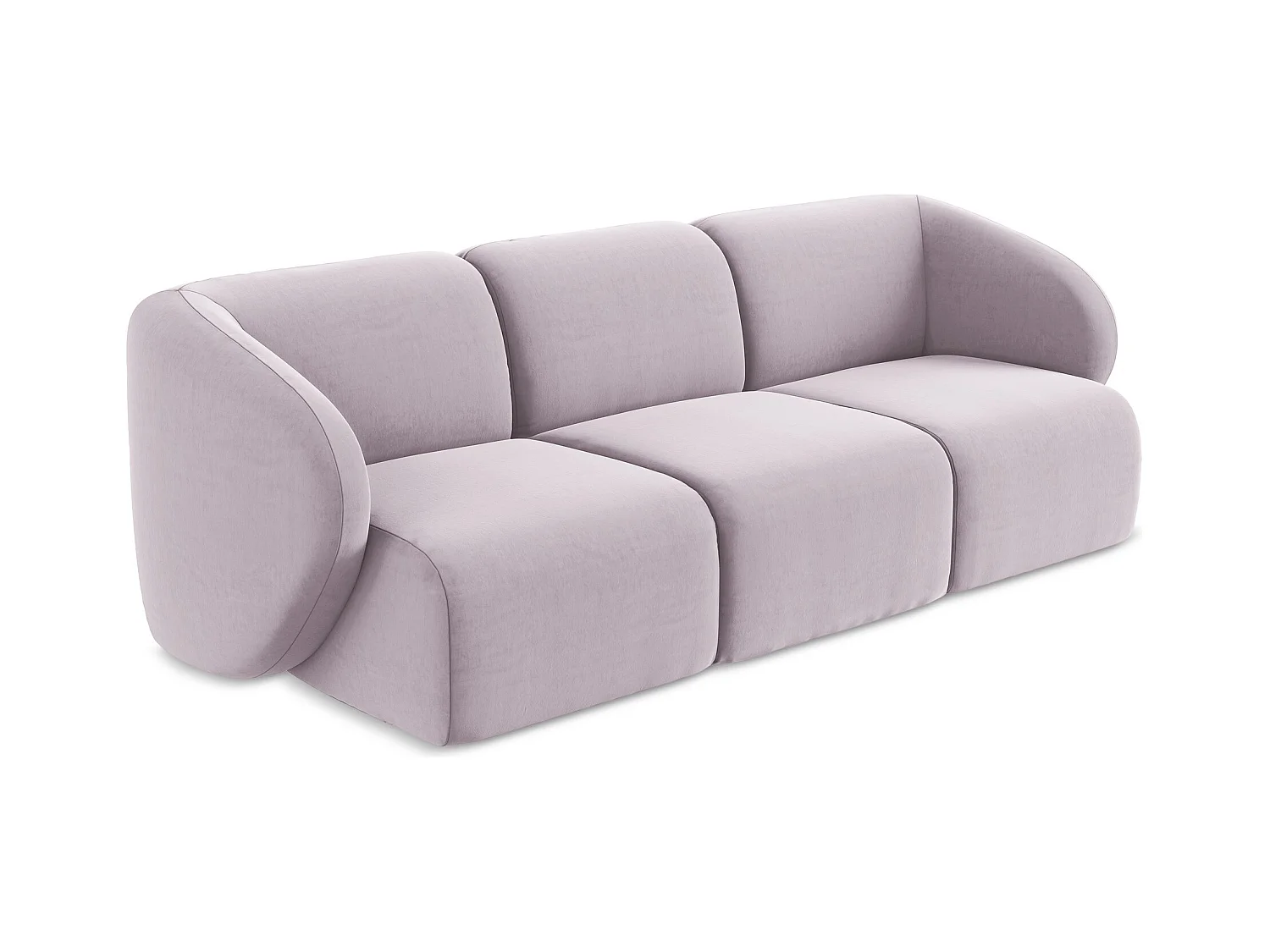 Driezits modulaire bank van lavendel velours - LANI