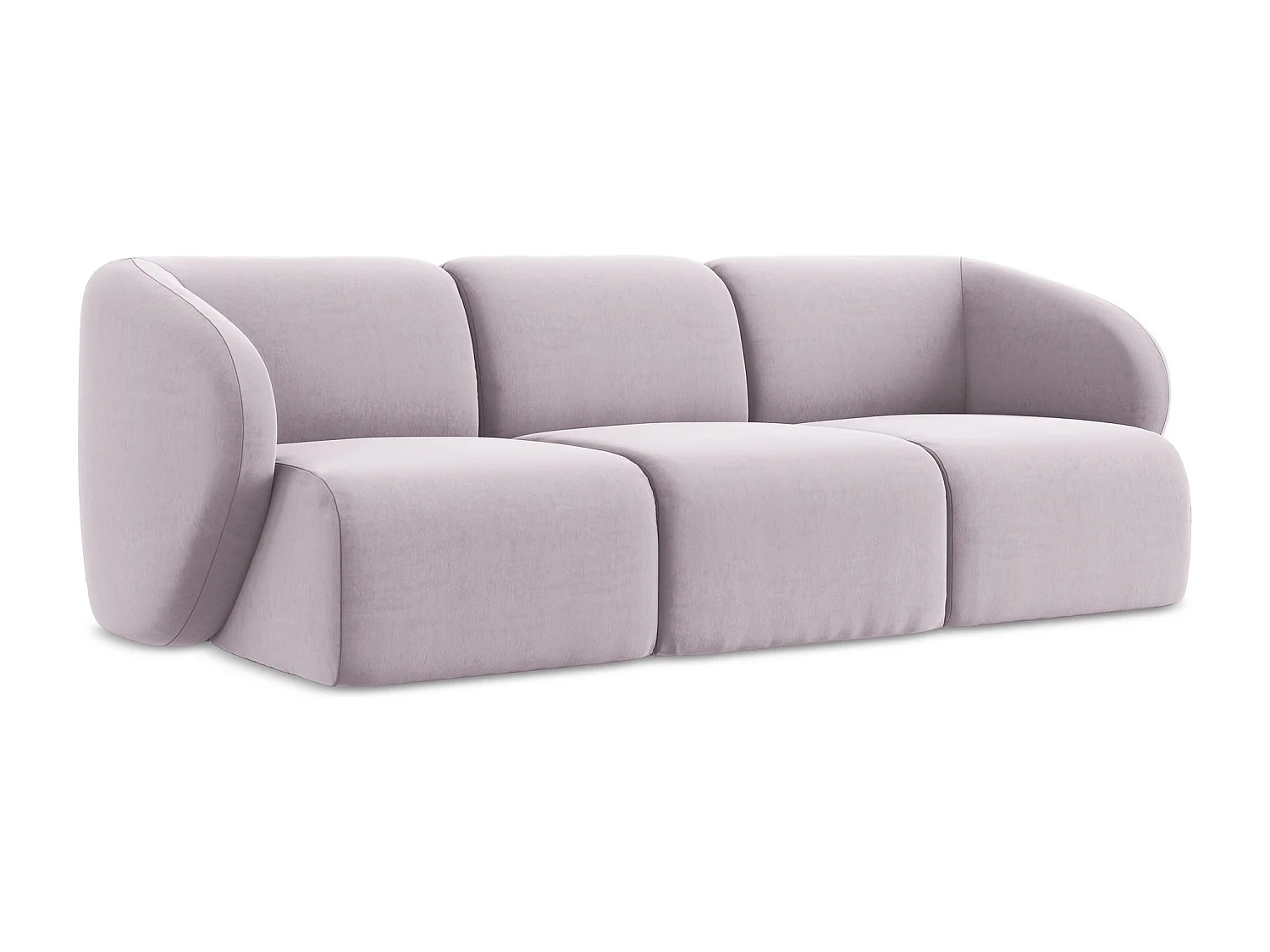 Driezits modulaire bank van lavendel velours - LANI