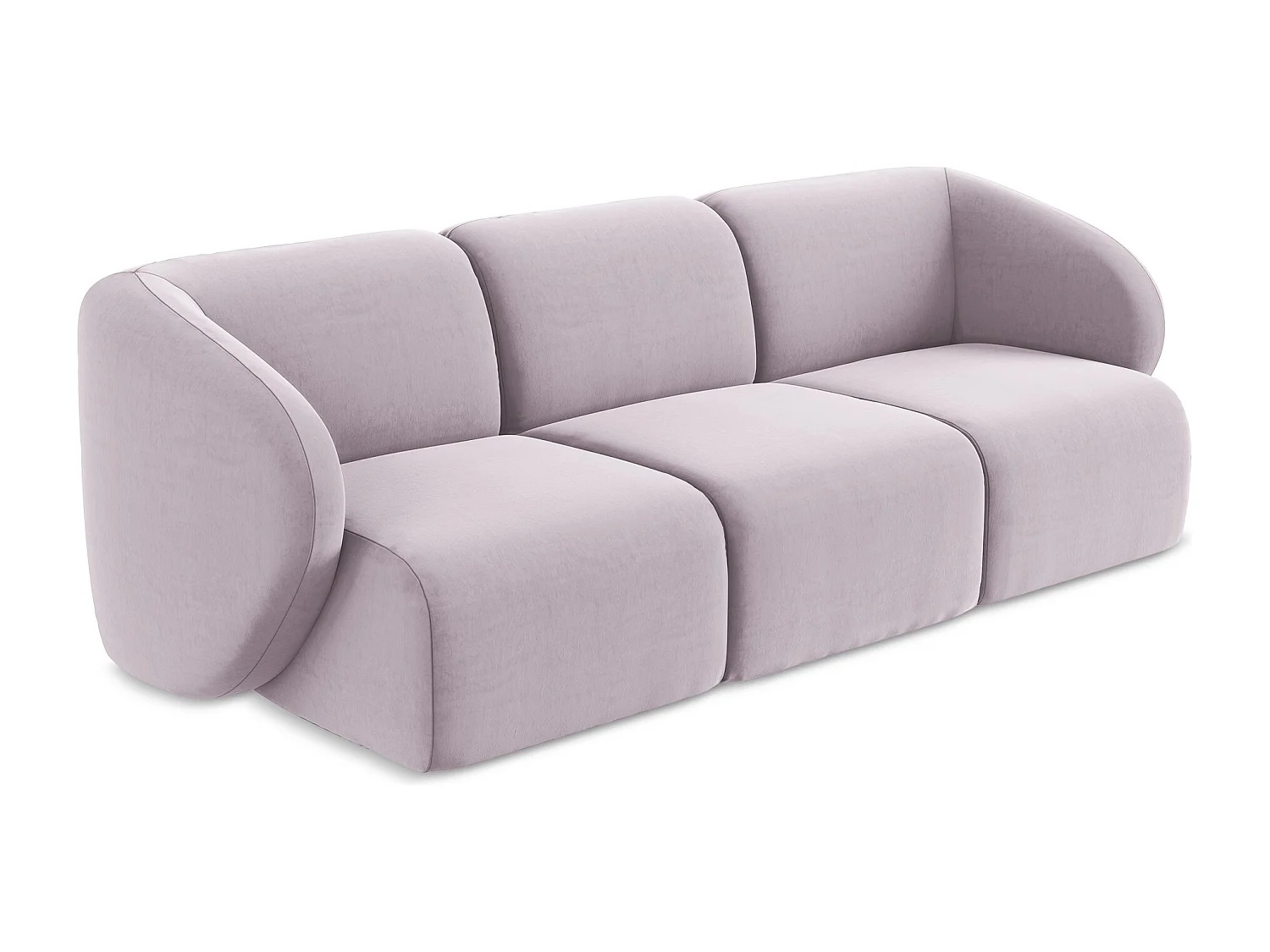 Canapé modulable 3 places en velours - lavande - LANI