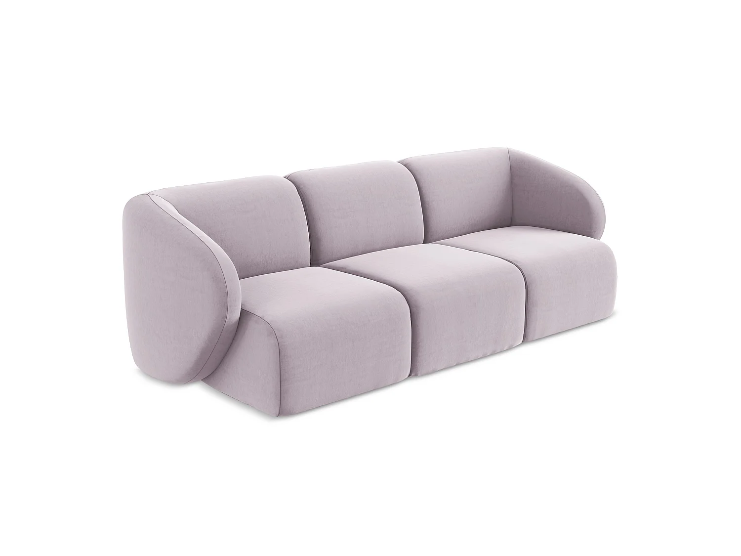 Modulares 3-Sitzer Sofa - - Samt - Lavendel - CERVO
