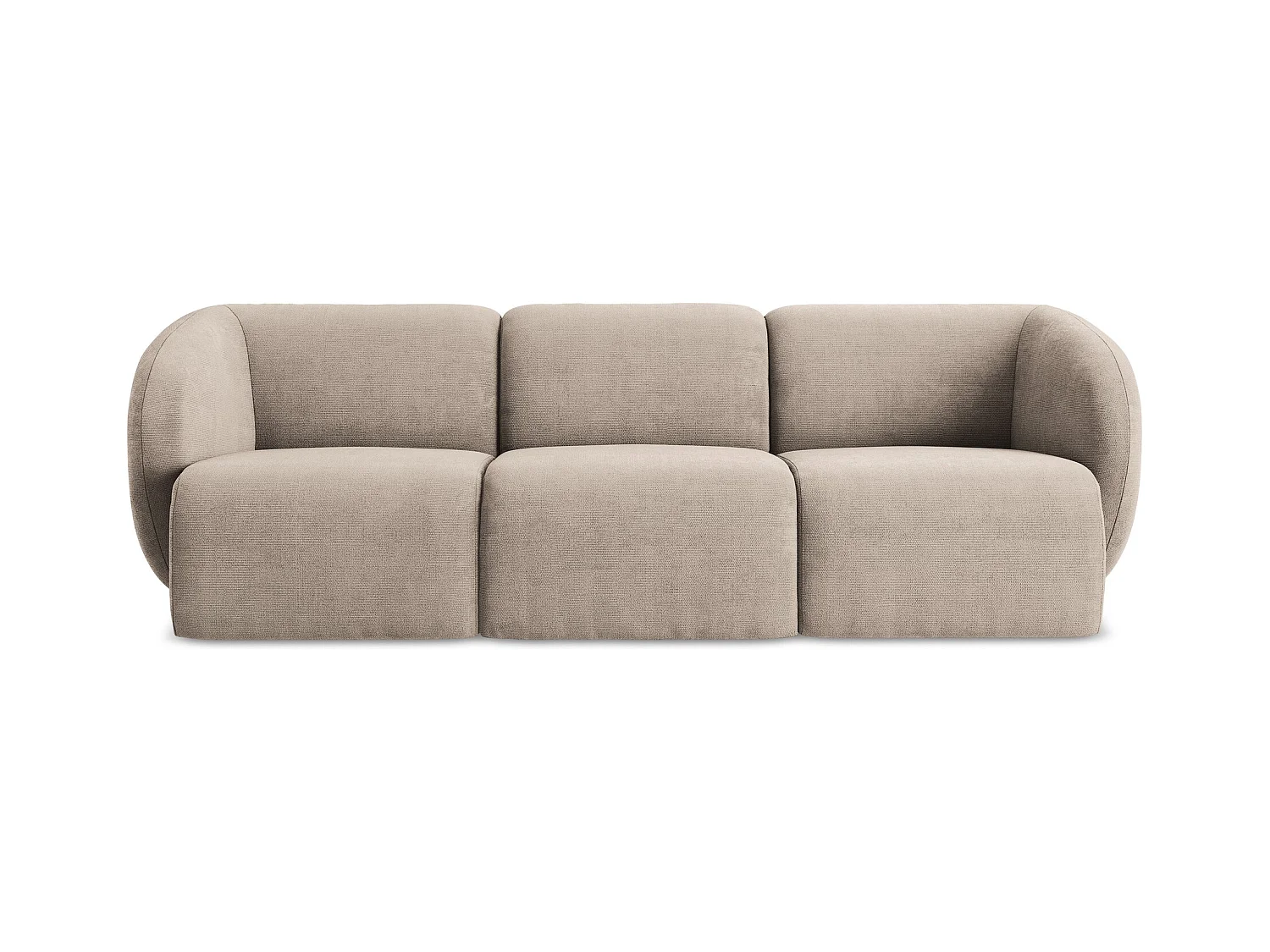 Driezits modulaire bank van donkerbeige chenille stof - LANI