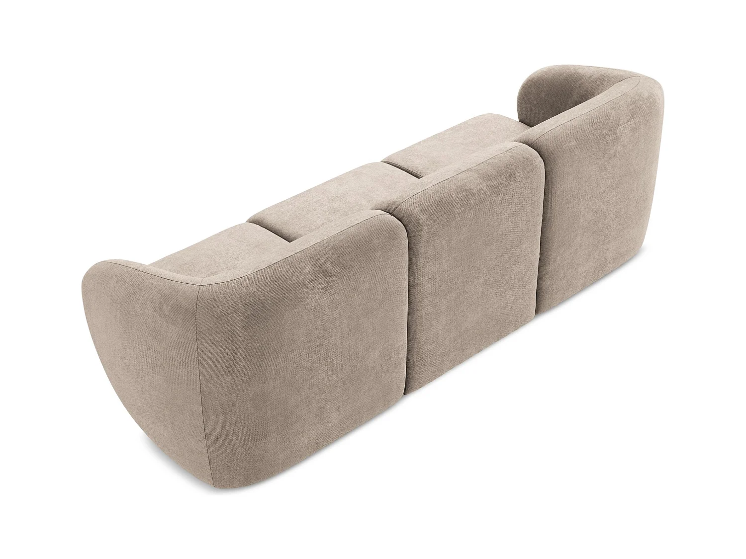 Driezits modulaire bank van donkerbeige chenille stof - LANI