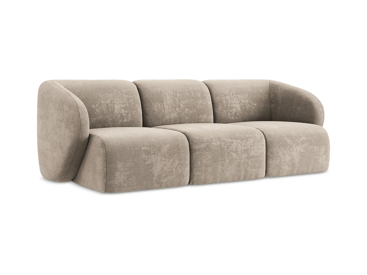 Canapé modulable 3 places en tissu chenille - beige foncé - LANI