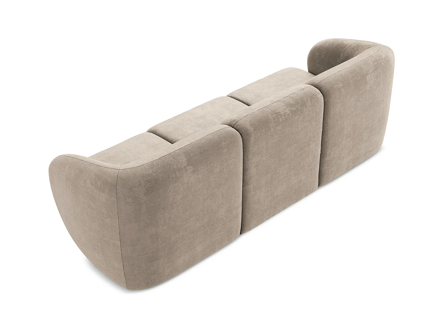 Canapé modulable 3 places en tissu chenille - beige foncé - LANI