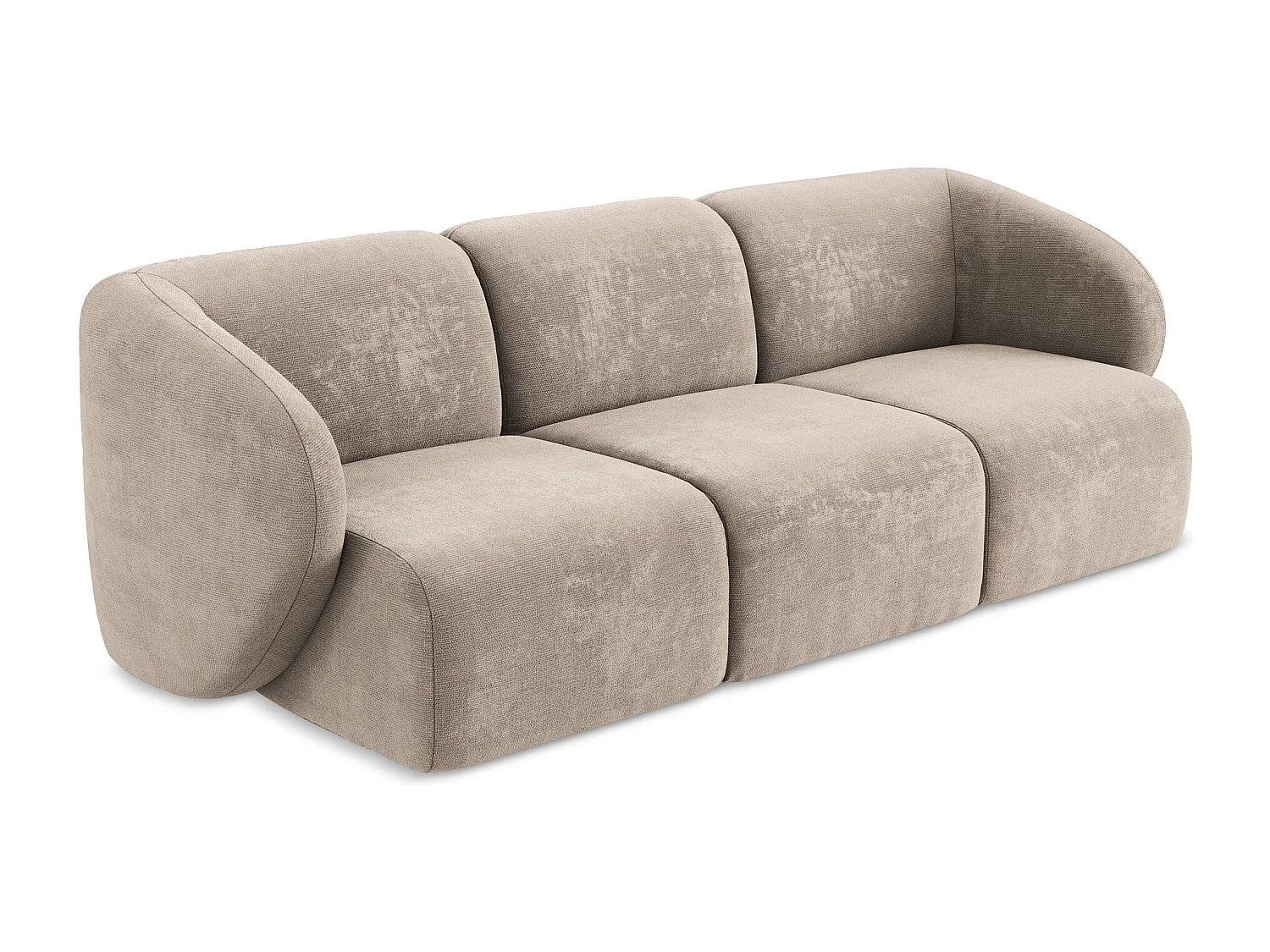 Canapé modulable 3 places en tissu chenille - beige foncé - LANI