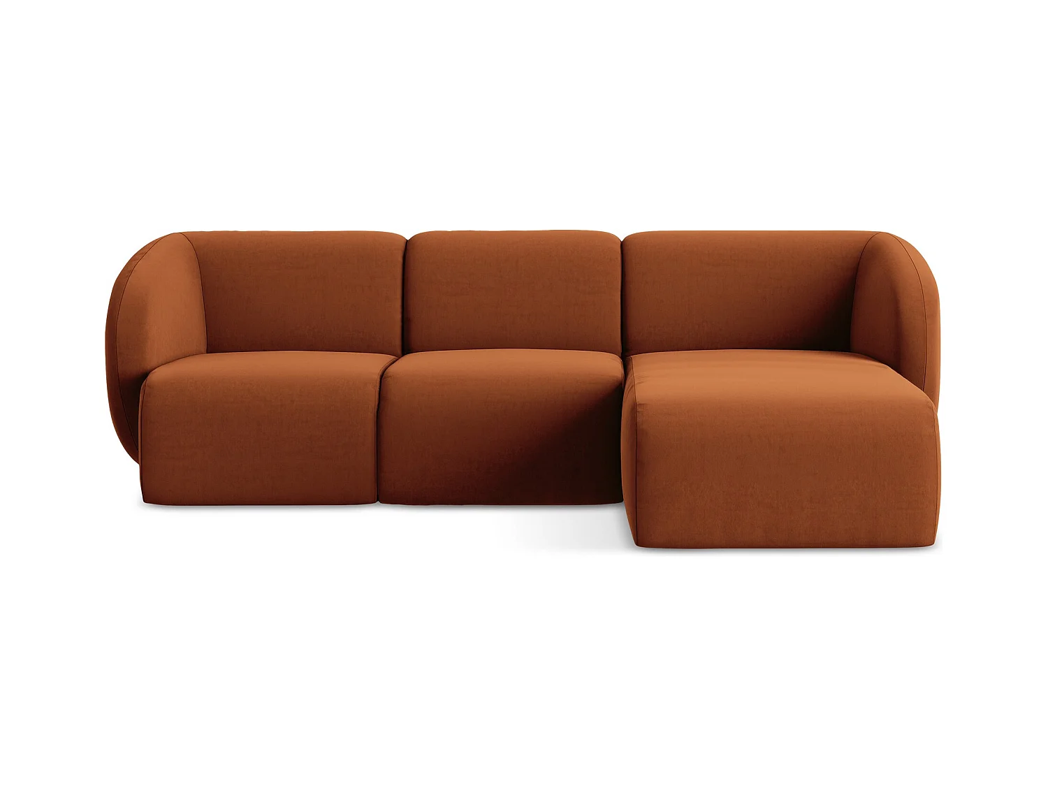 Modulaire hoekbank rechts van terracotta velours - LANI