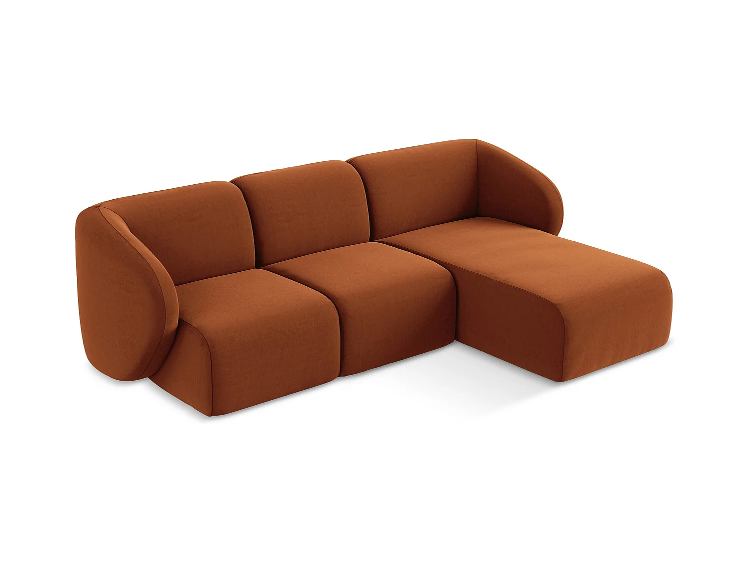 Modulaire hoekbank rechts van terracotta velours - LANI