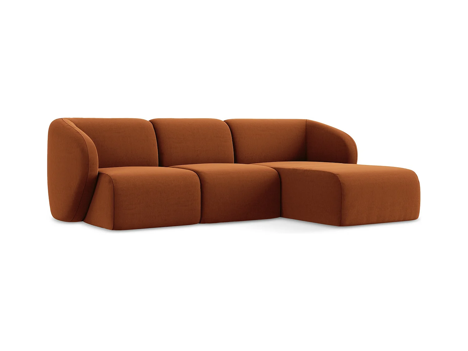 3-Sitzer Modulares Ecksofa - Ecke Rechts - Samt - Terrakotta - LANI