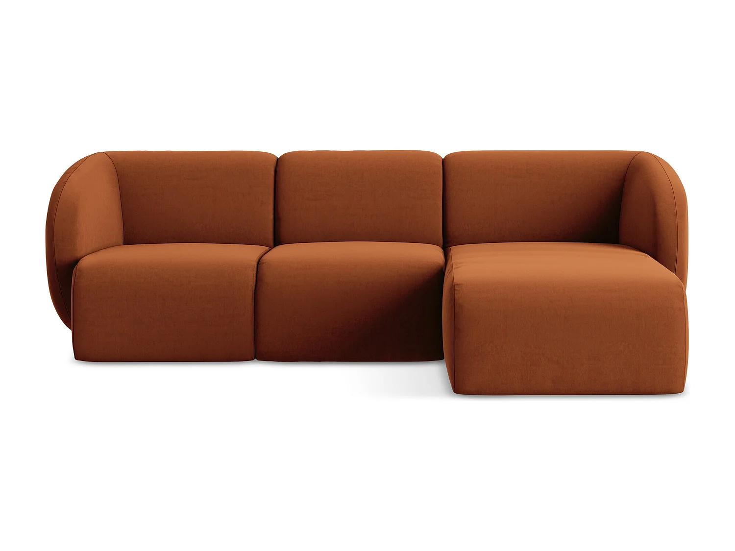 Modulaire hoekbank rechts van terracotta velours - LANI