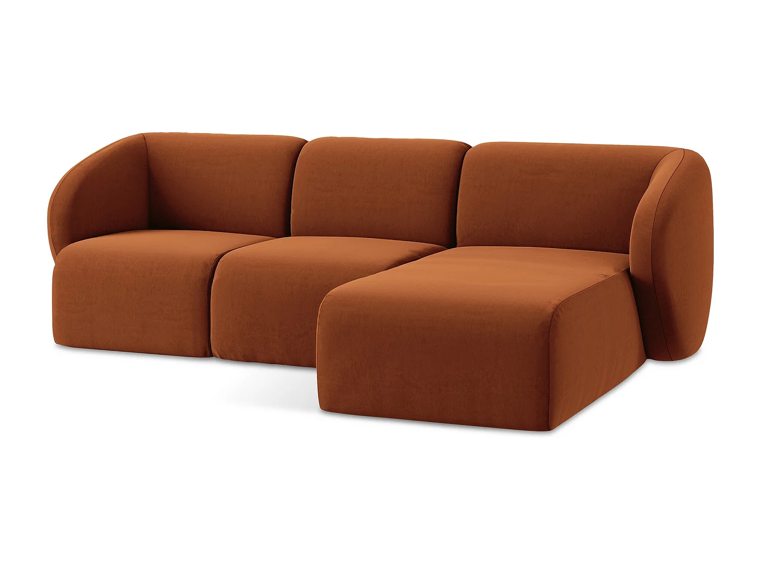 Modulaire hoekbank rechts van terracotta velours - LANI