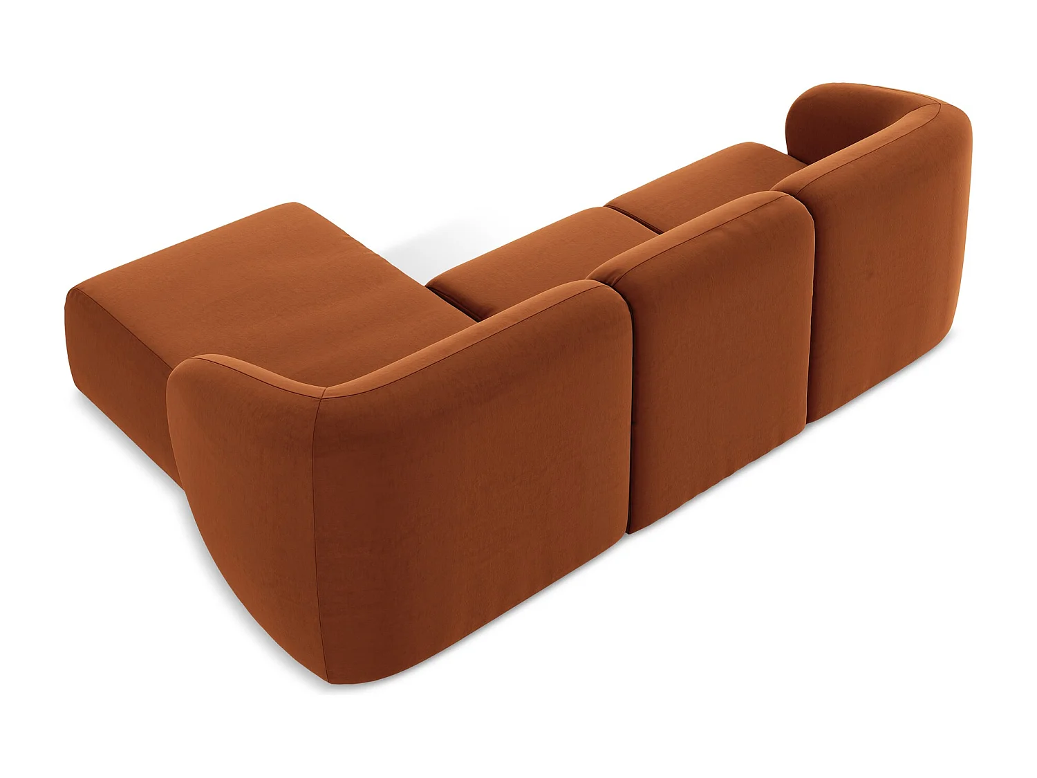 Modulaire hoekbank rechts van terracotta velours - LANI