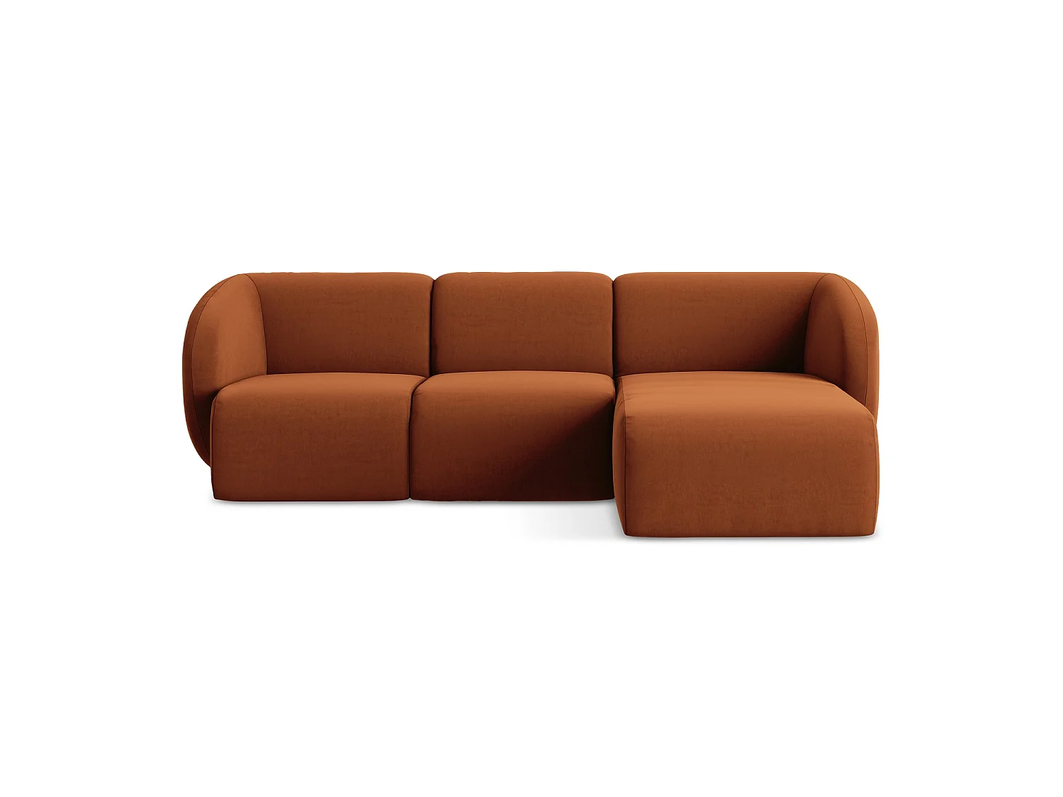 Modulaire hoekbank rechts van terracotta velours - CERVO