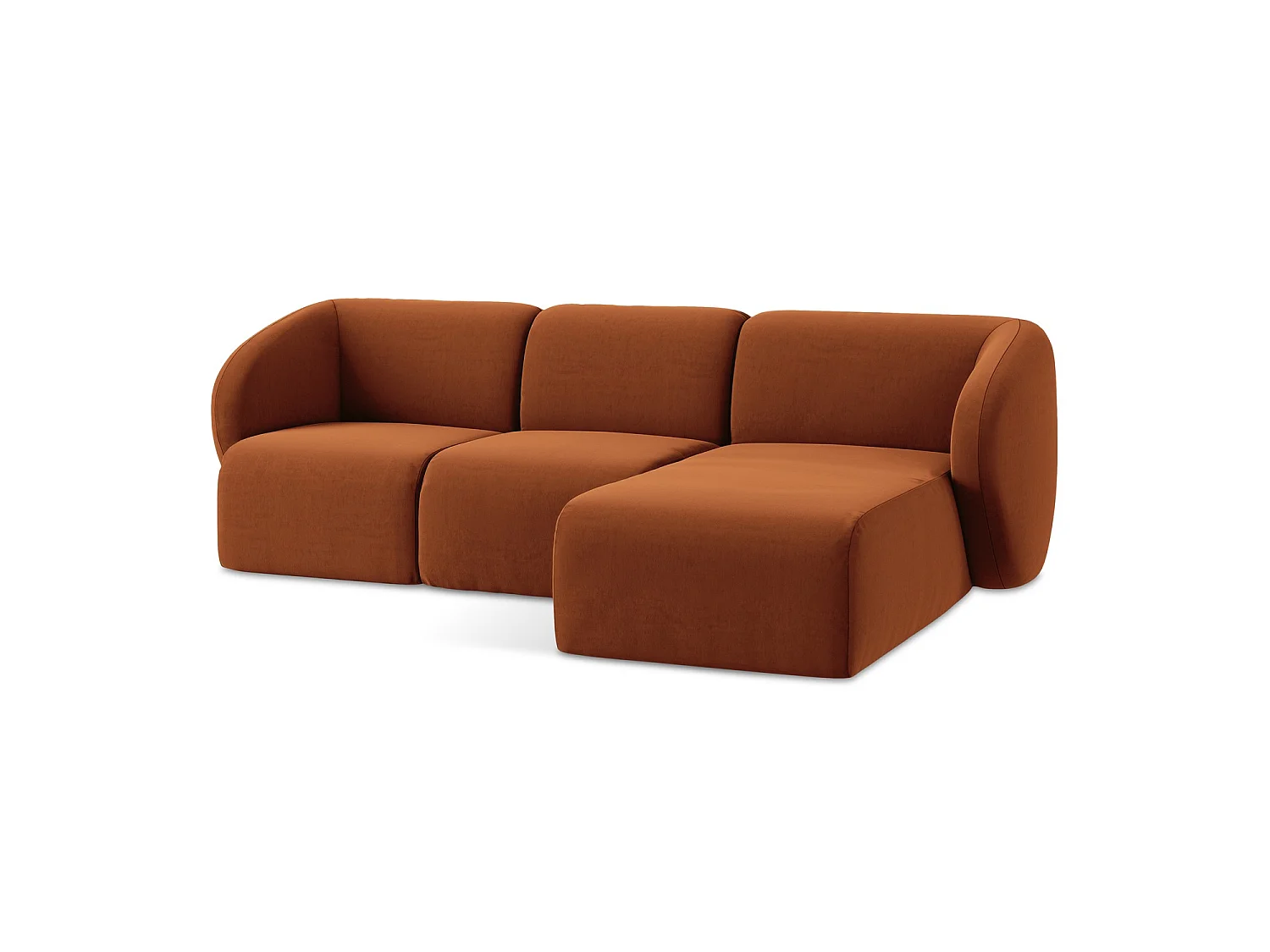 Modulaire hoekbank rechts van terracotta velours - CERVO