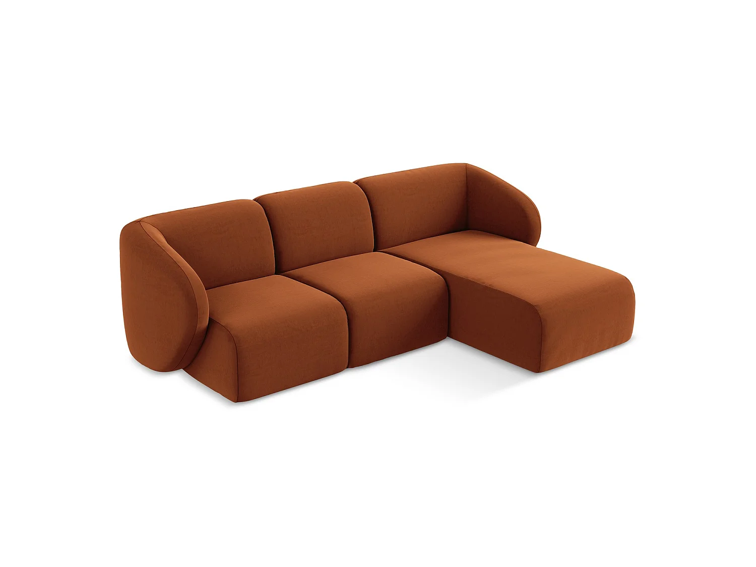 Modulaire hoekbank rechts van terracotta velours - CERVO