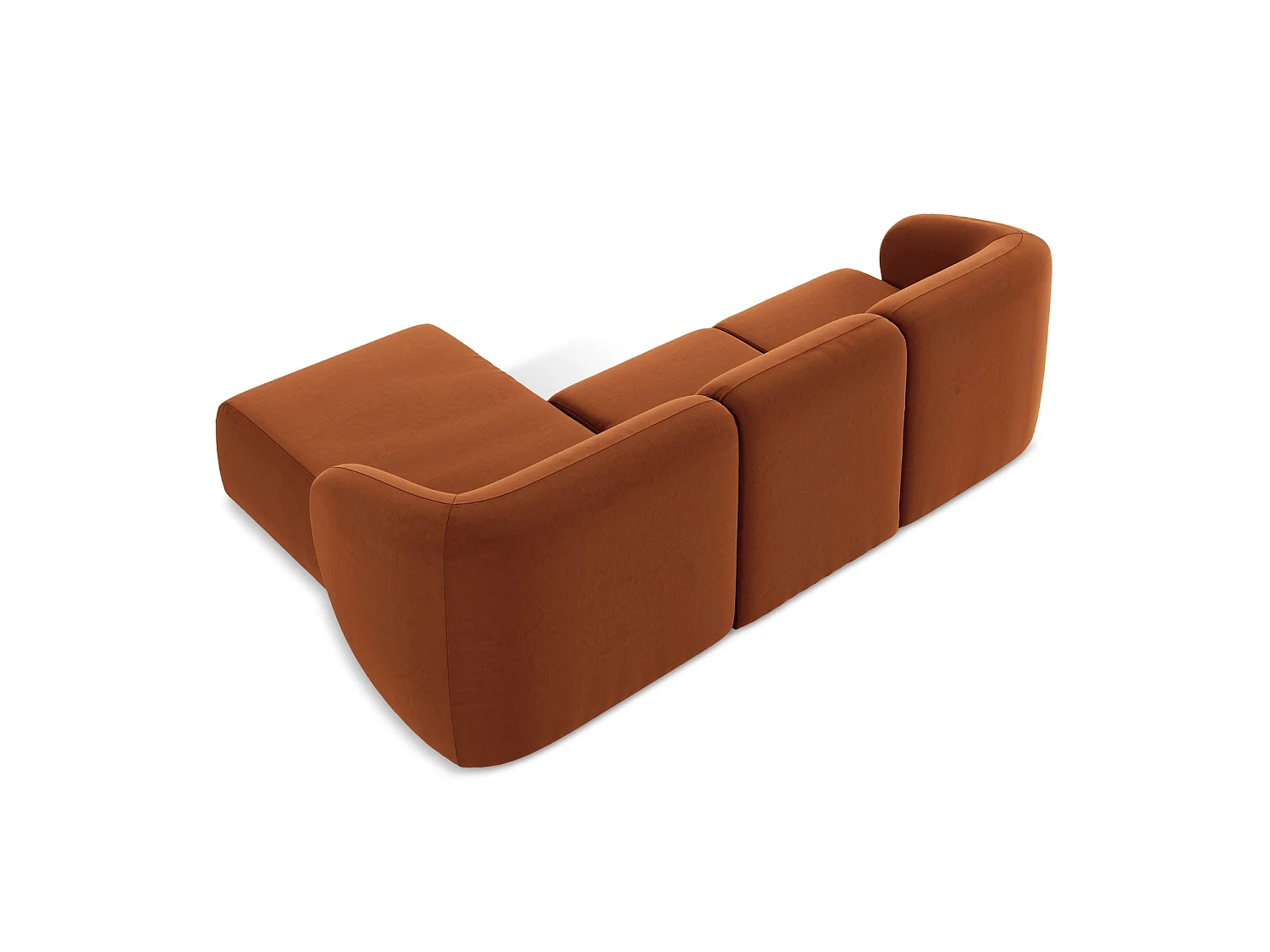 Modulaire hoekbank rechts van terracotta velours - CERVO