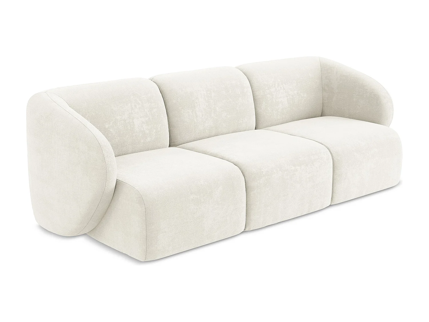 Canapé modulable 3 places en tissu chenille - blanc - LANI