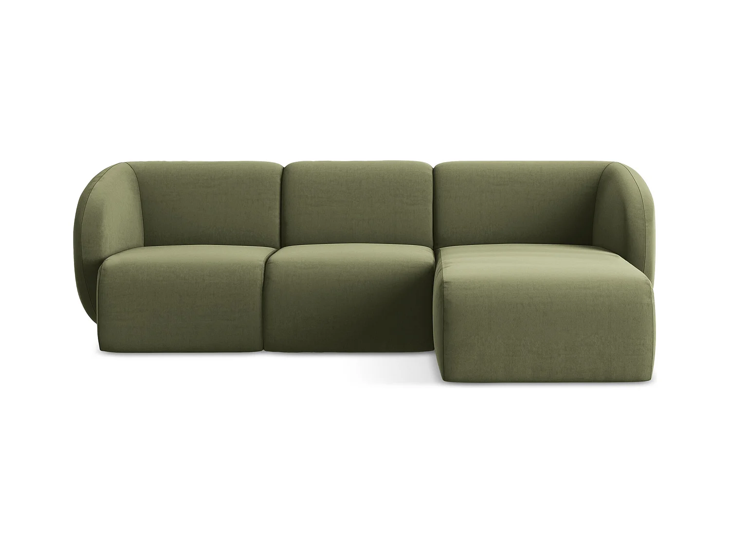 Modulaire hoekbank rechts van olijfgroen velours - LANI