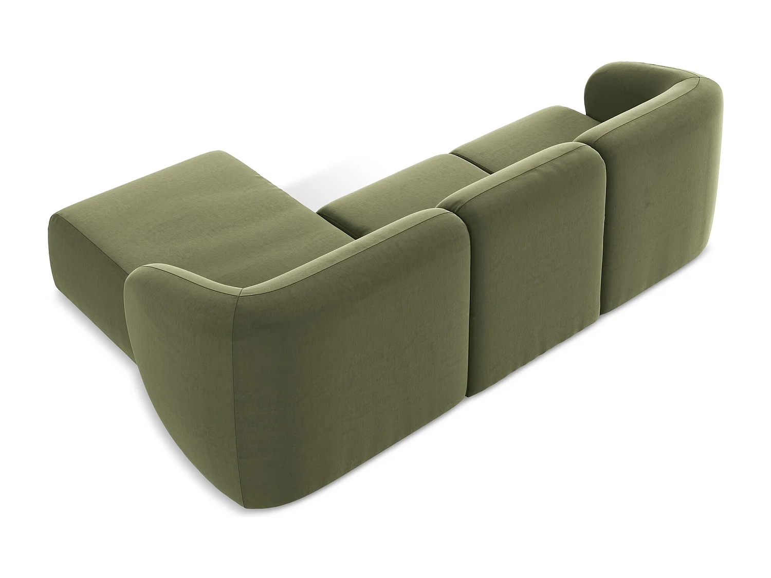 Modulaire hoekbank rechts van olijfgroen velours - LANI