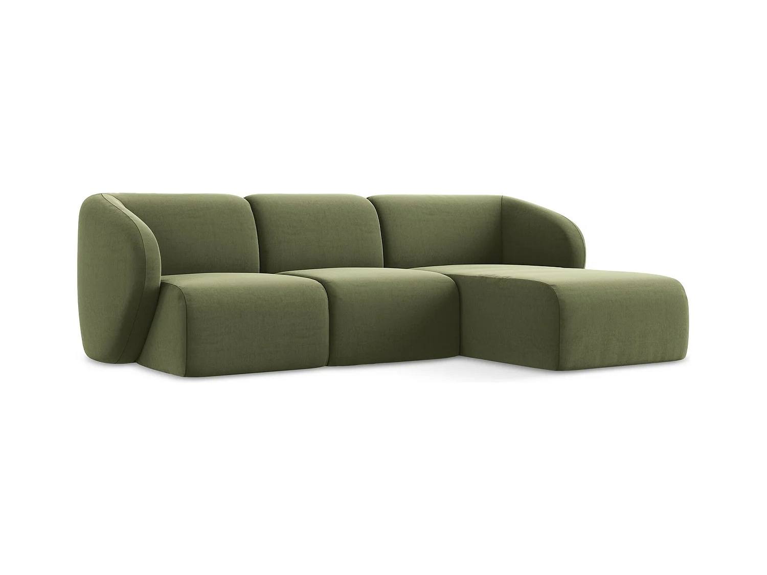 3-Sitzer Modulares Ecksofa - Ecke Rechts - Samt - Olive - LANI