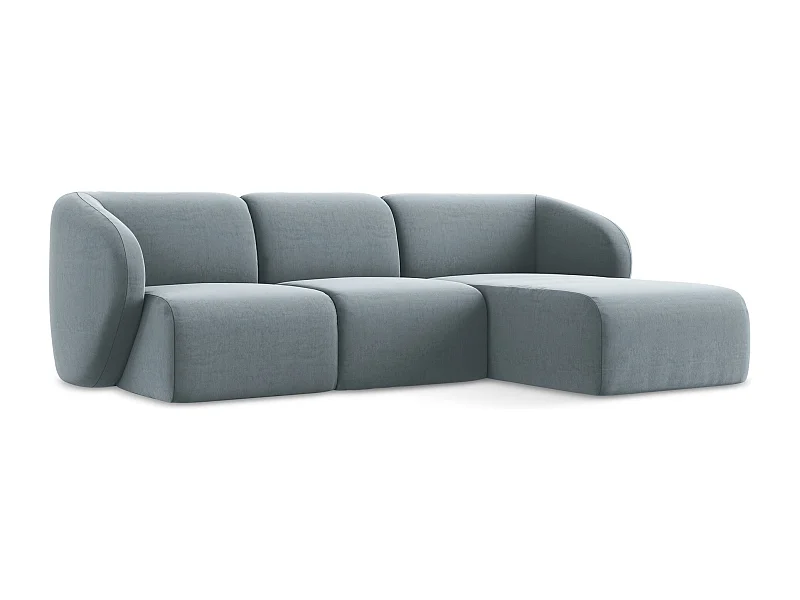 3-Sitzer Modulares Ecksofa - Ecke Rechts - Samt - Hellblau - LANI