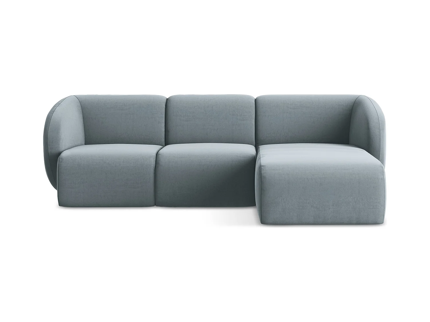 Modulaire hoekbank rechts van lichtblauw velours - LANI