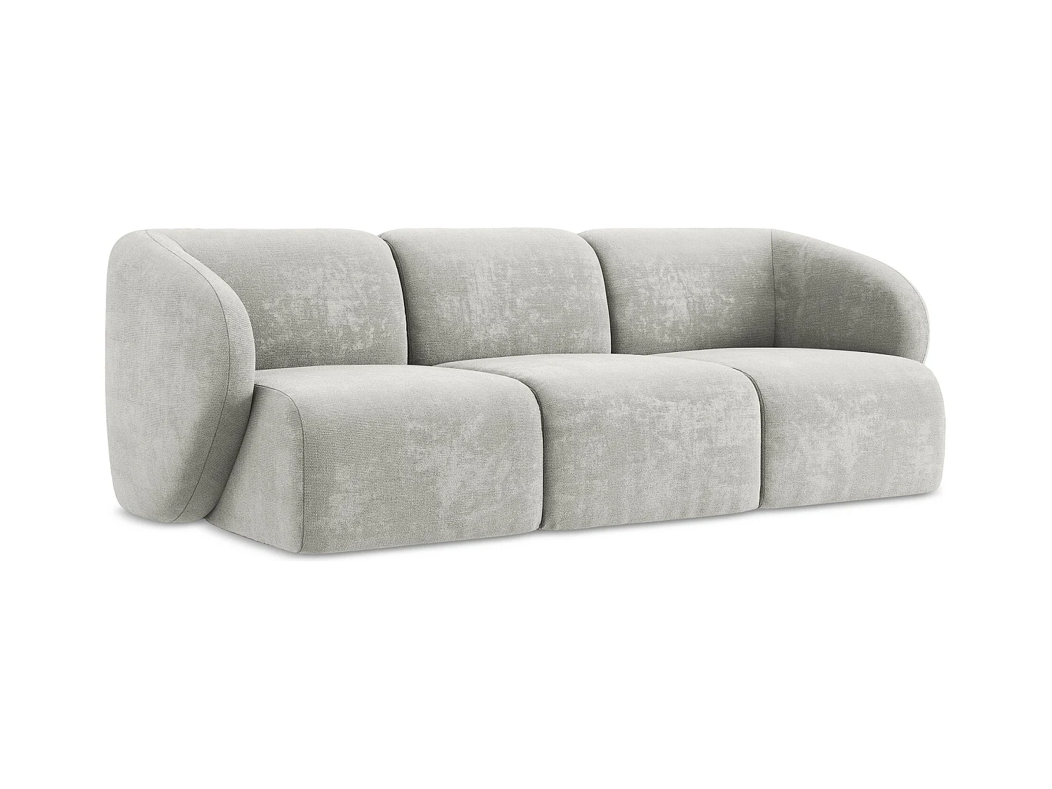 Canapé modulable 3 places en tissu chenille - gris clair - LANI