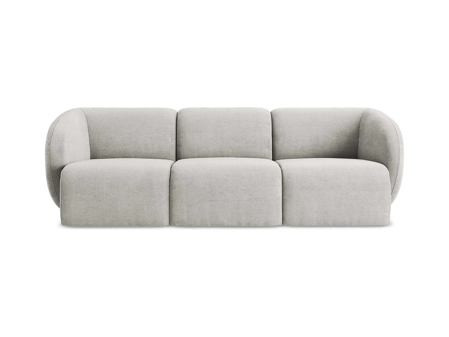 Canapé modulable 3 places en tissu chenille - gris clair - LANI