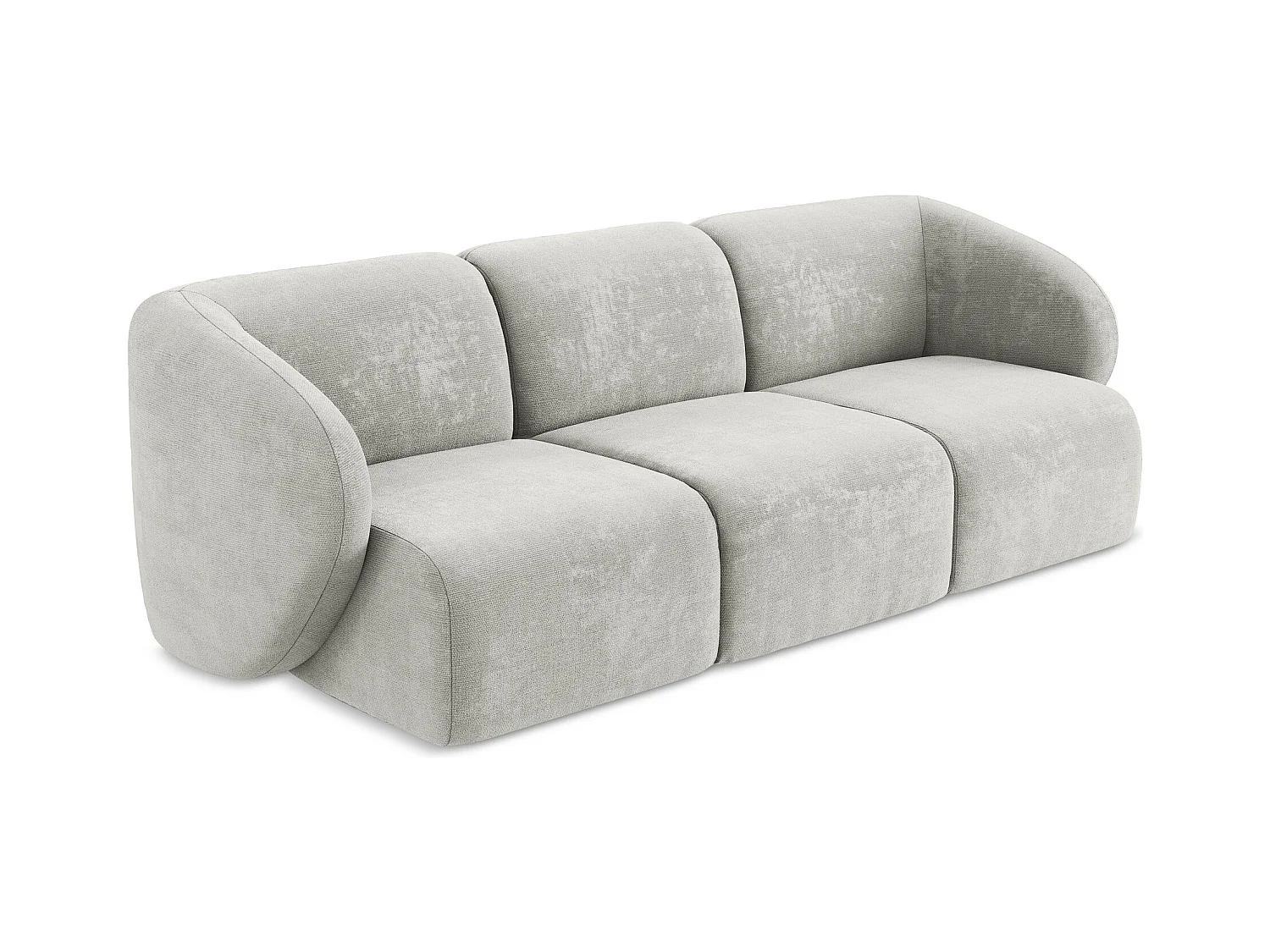 Canapé modulable 3 places en tissu chenille - gris clair - LANI