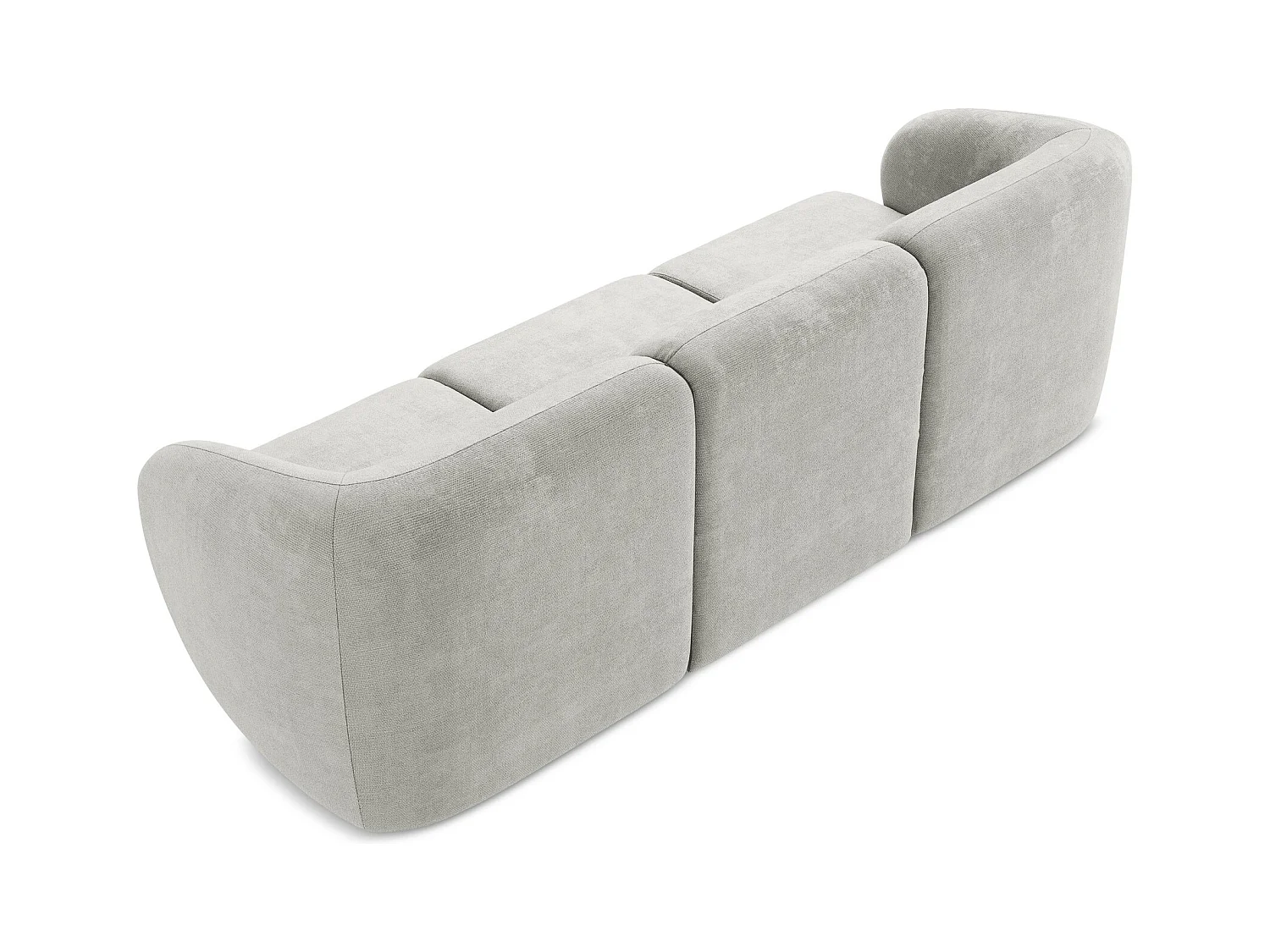 Canapé modulable 3 places en tissu chenille - gris clair - LANI