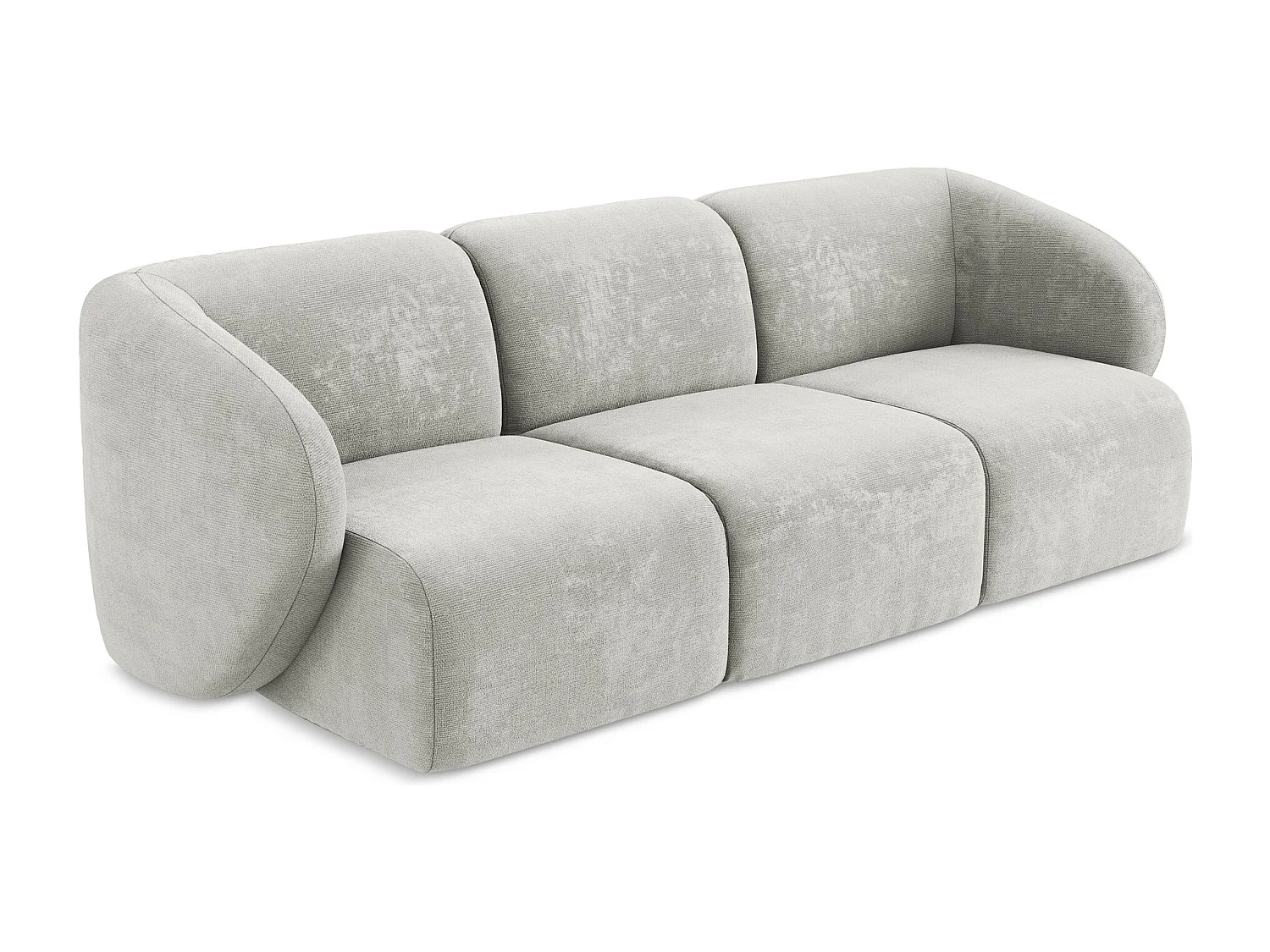 Canapé modulable 3 places en tissu chenille - gris clair - LANI