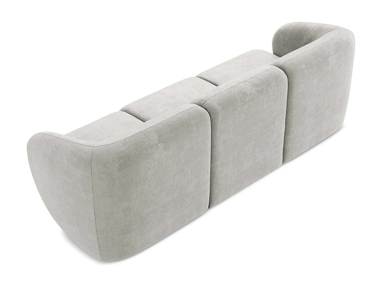 Canapé modulable 3 places en tissu chenille - gris clair - LANI